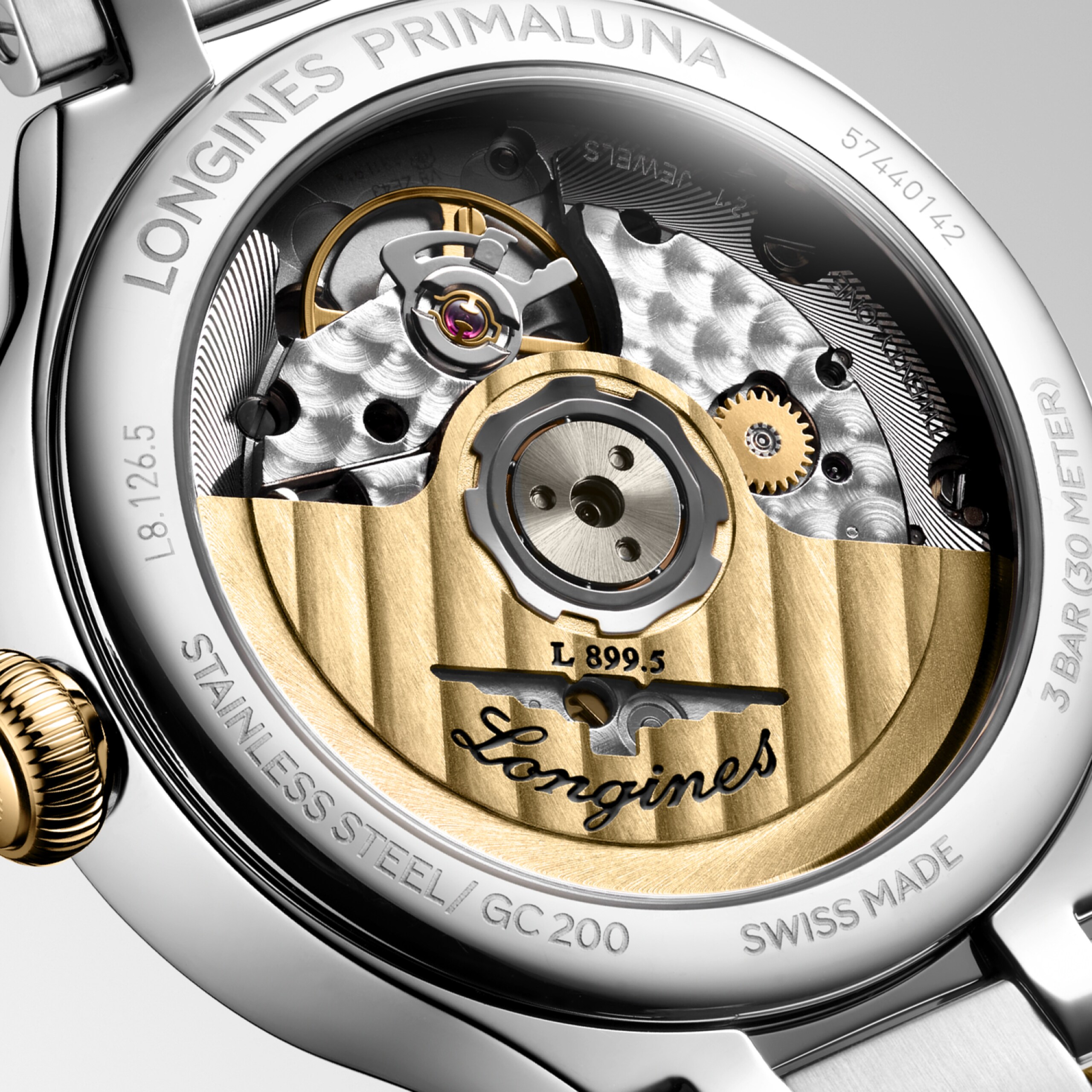 Longines PRIMALUNA MOONPHASE Automatic Stainless steel and 18 karat yellow gold cap 200 Watch - L8.126.5.79.7