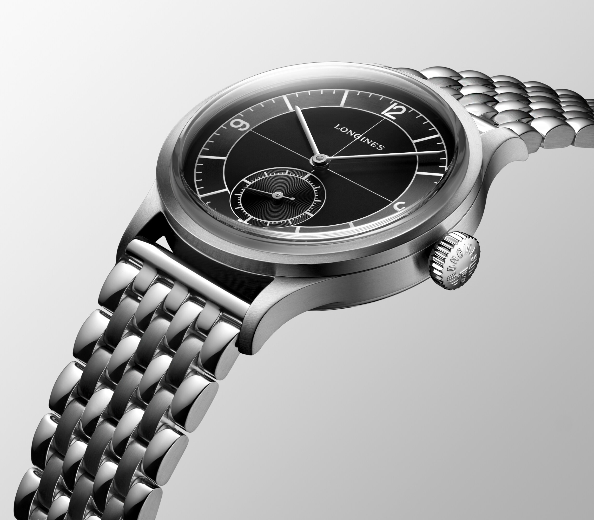 LONGINES SECTOR DIAL 自動巻、ステンレススティール、ブラック