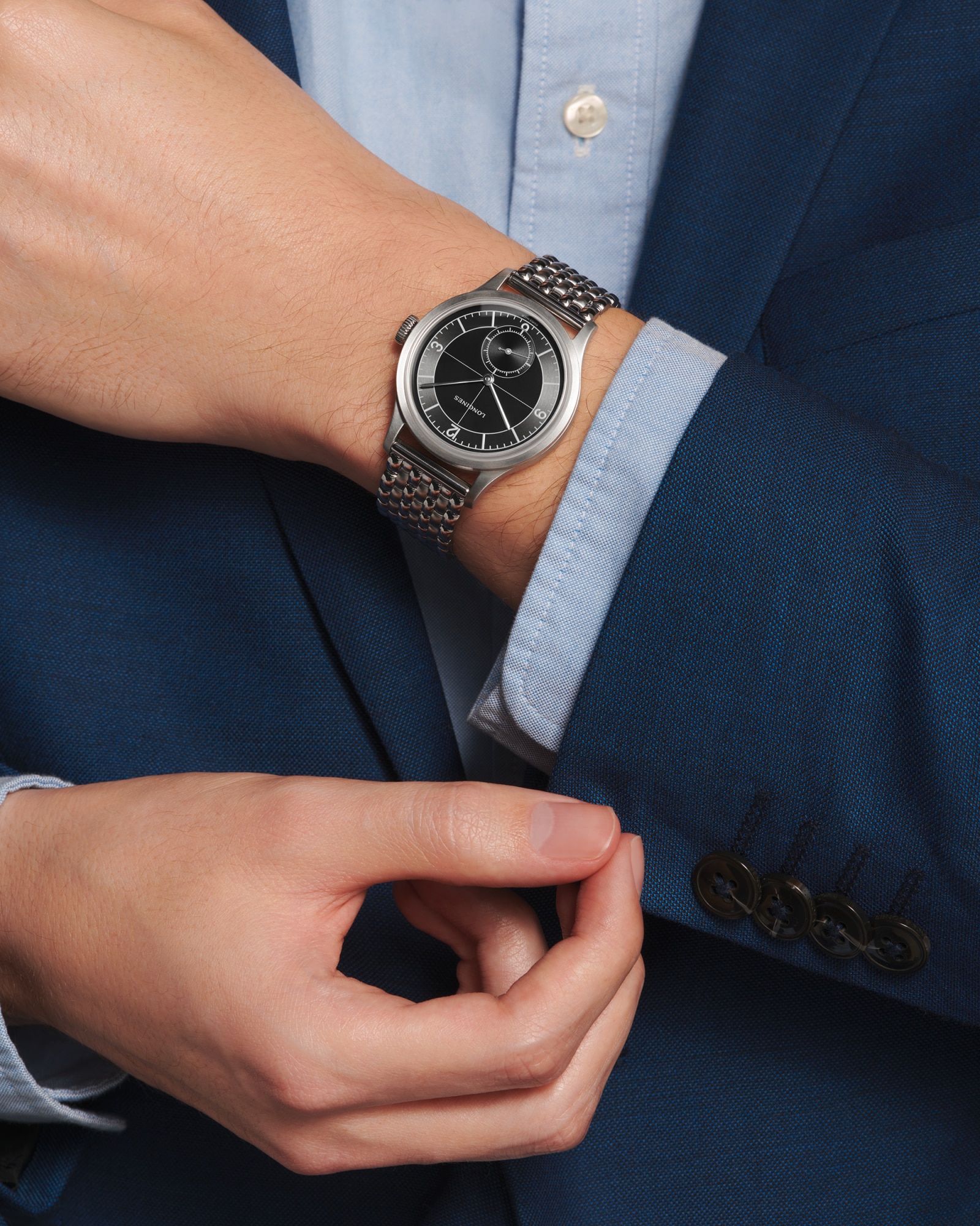 LONGINES SECTOR DIAL 自動巻、ステンレススティール、ブラック