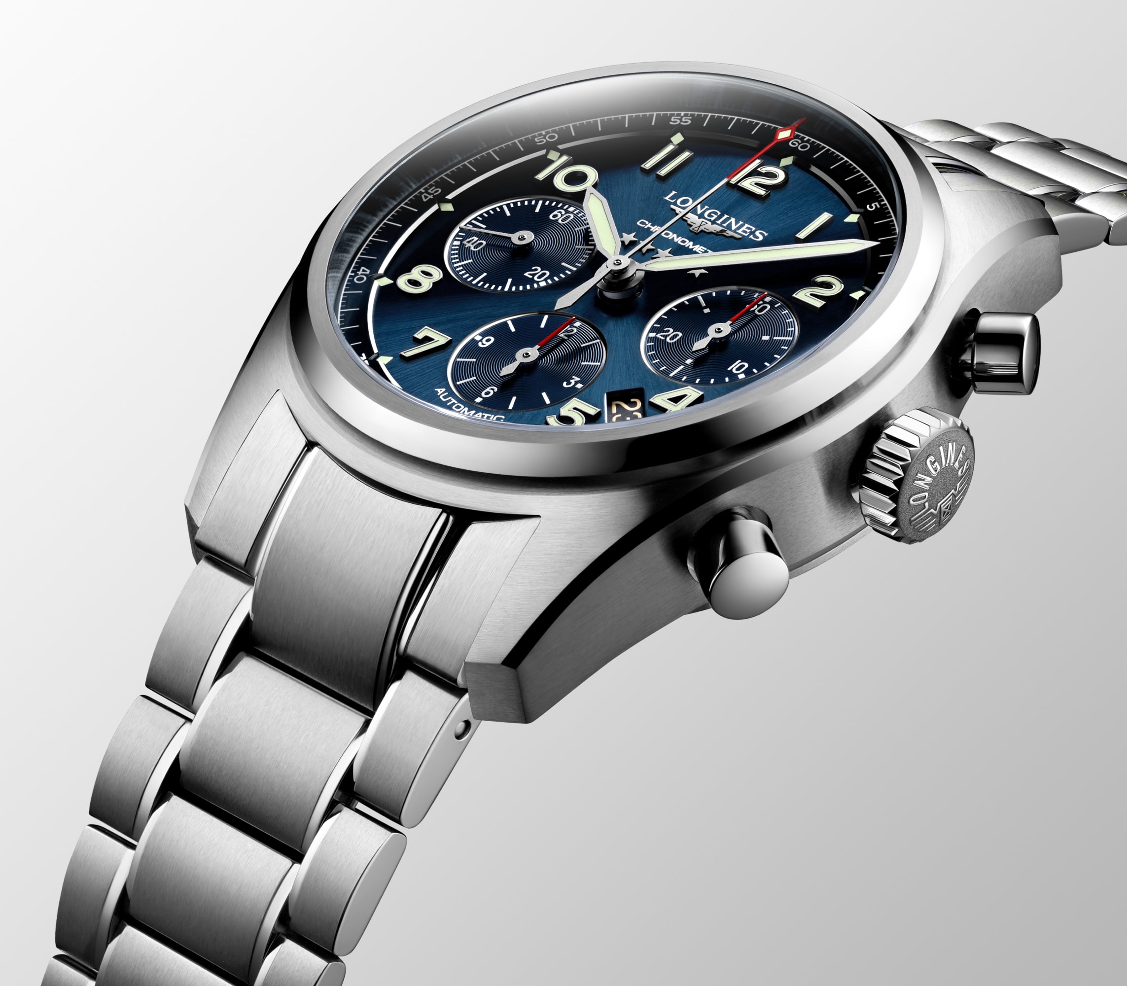 LONGINES SPIRIT CHRONOGRAPH Automatic, Stainless Steel, Sunray
