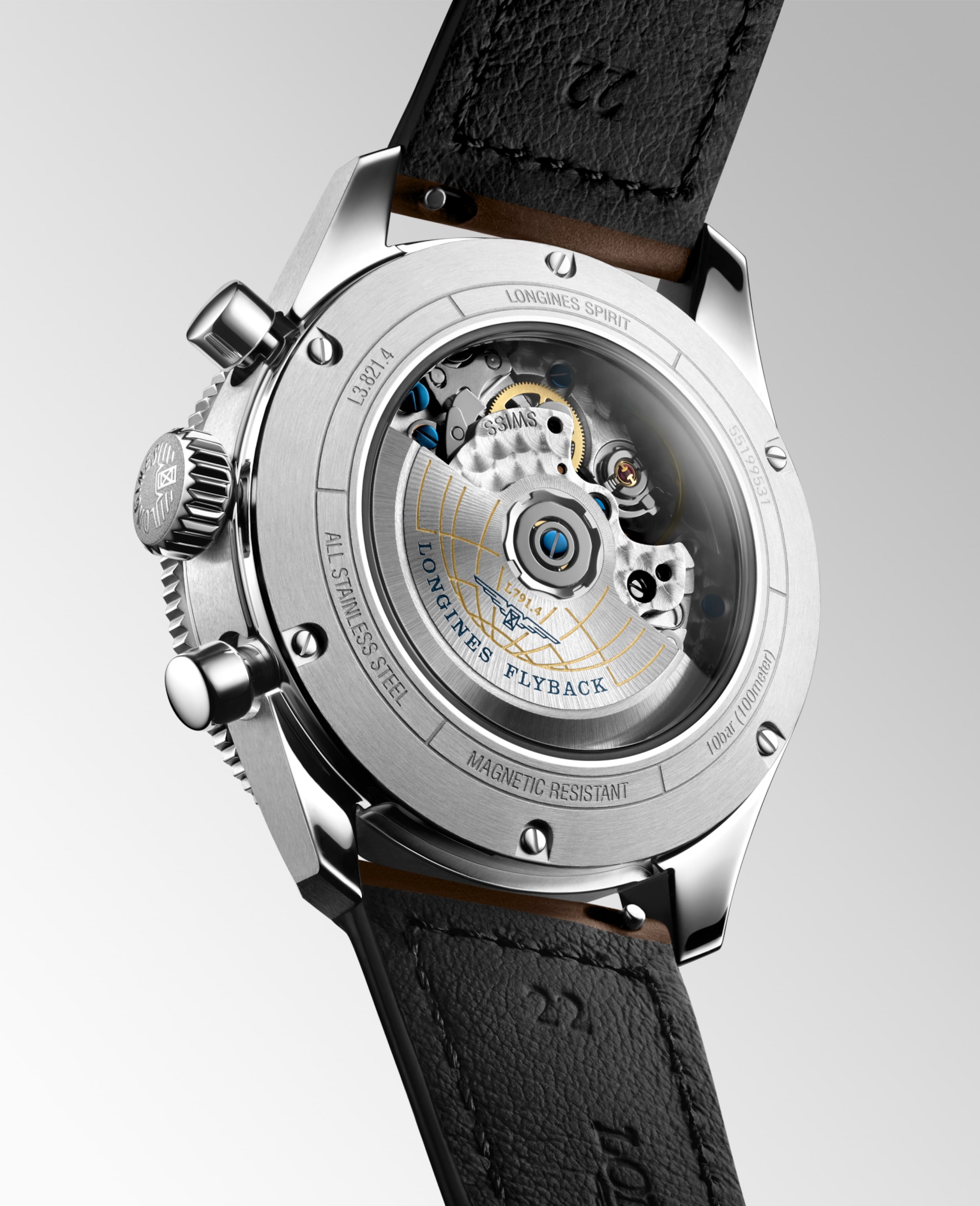 Longines SPIRIT FLYBACK automaat roestvrij staal en keramische ring Watch - L3.821.4.53.2