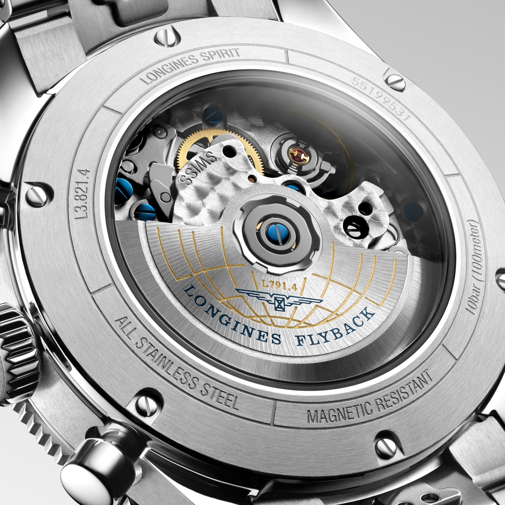LONGINES SPIRIT FLYBACK 自動巻、ステンレススティールと
