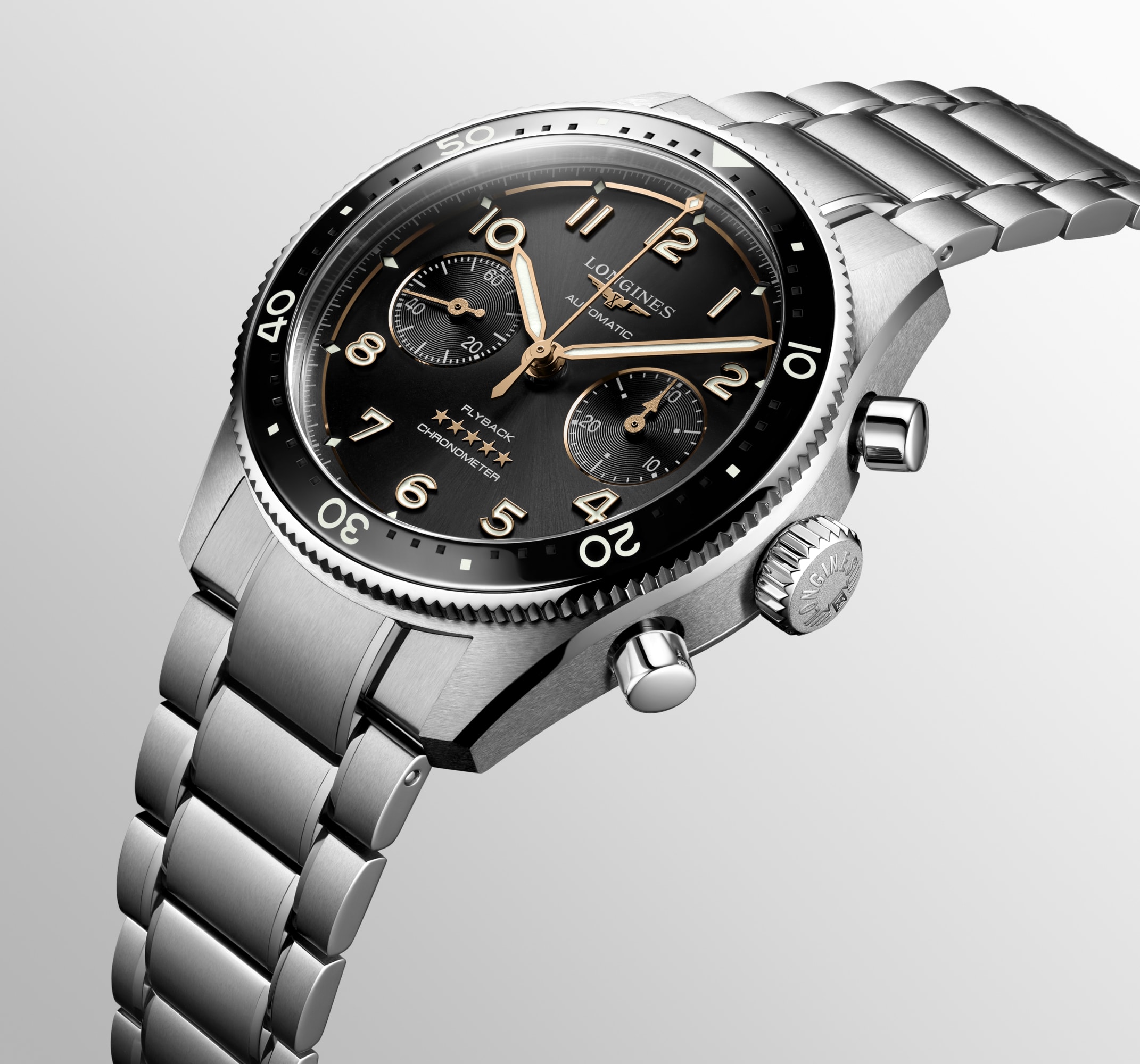 LONGINES SPIRIT FLYBACK 自動巻、ステンレススティールと