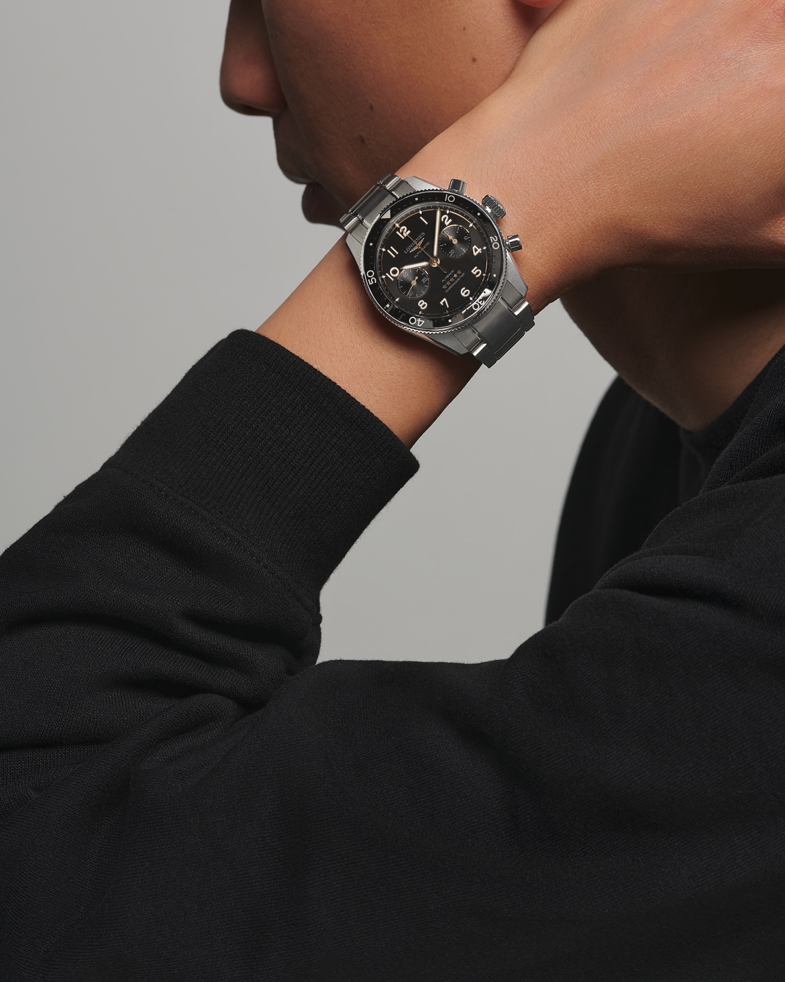 LONGINES SPIRIT FLYBACK 自動巻、ステンレススティールとセラミック