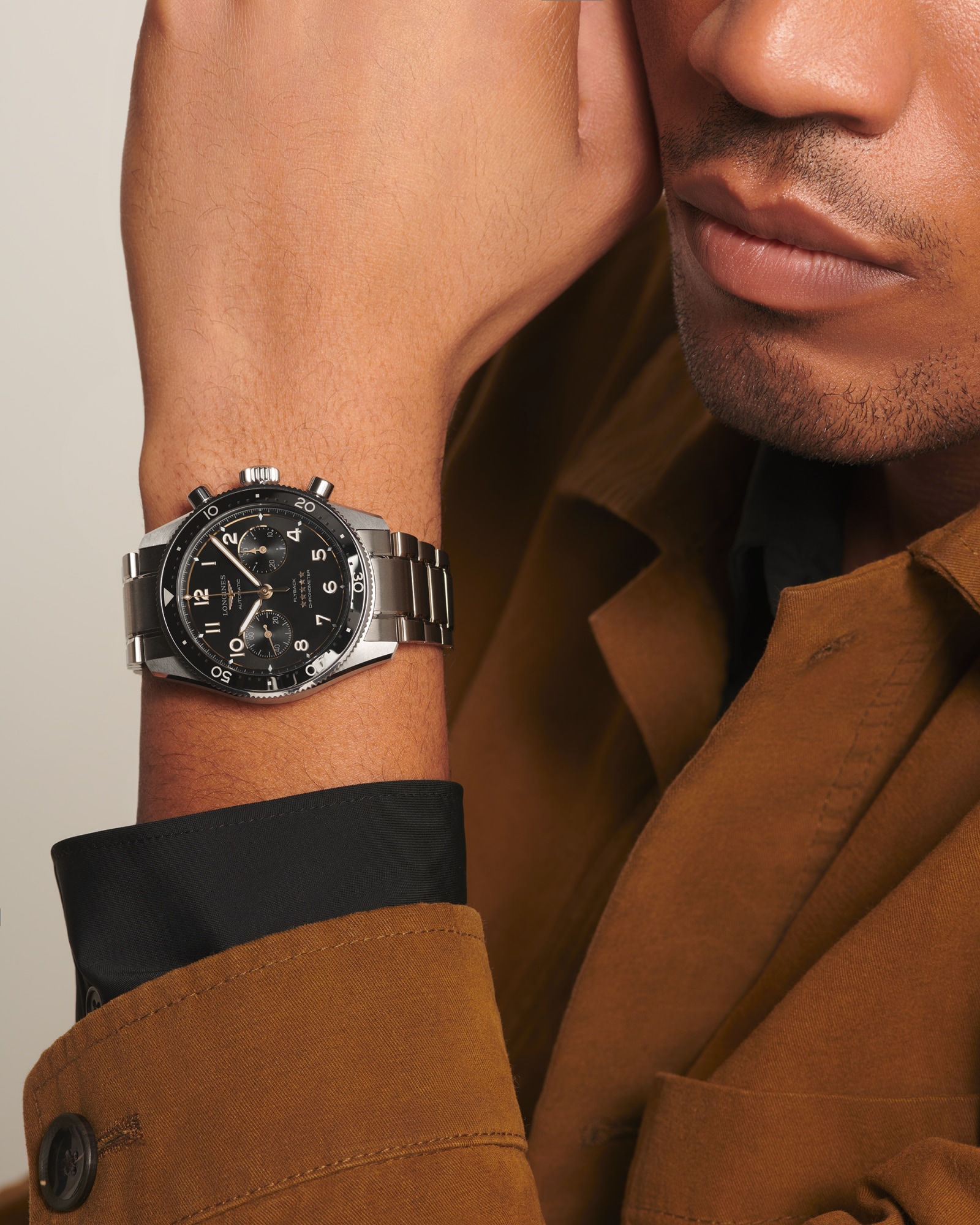 LONGINES SPIRIT FLYBACK | Ø 42.00 mm, ブラック「サンレイ」 | L3