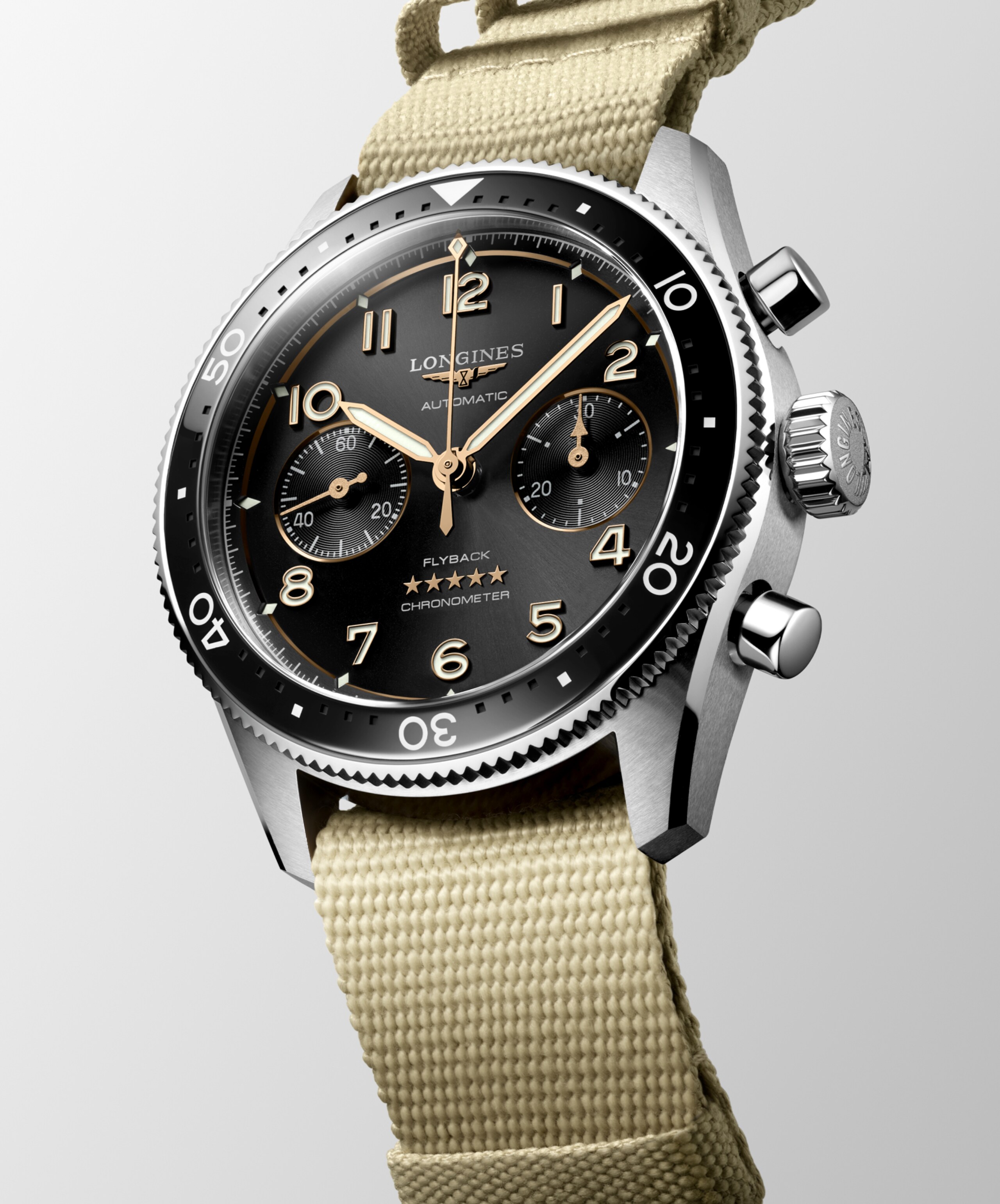 Longines SPIRIT FLYBACK automatique acier inoxydable et lunette en céramique Watch - L3.821.4.53.9