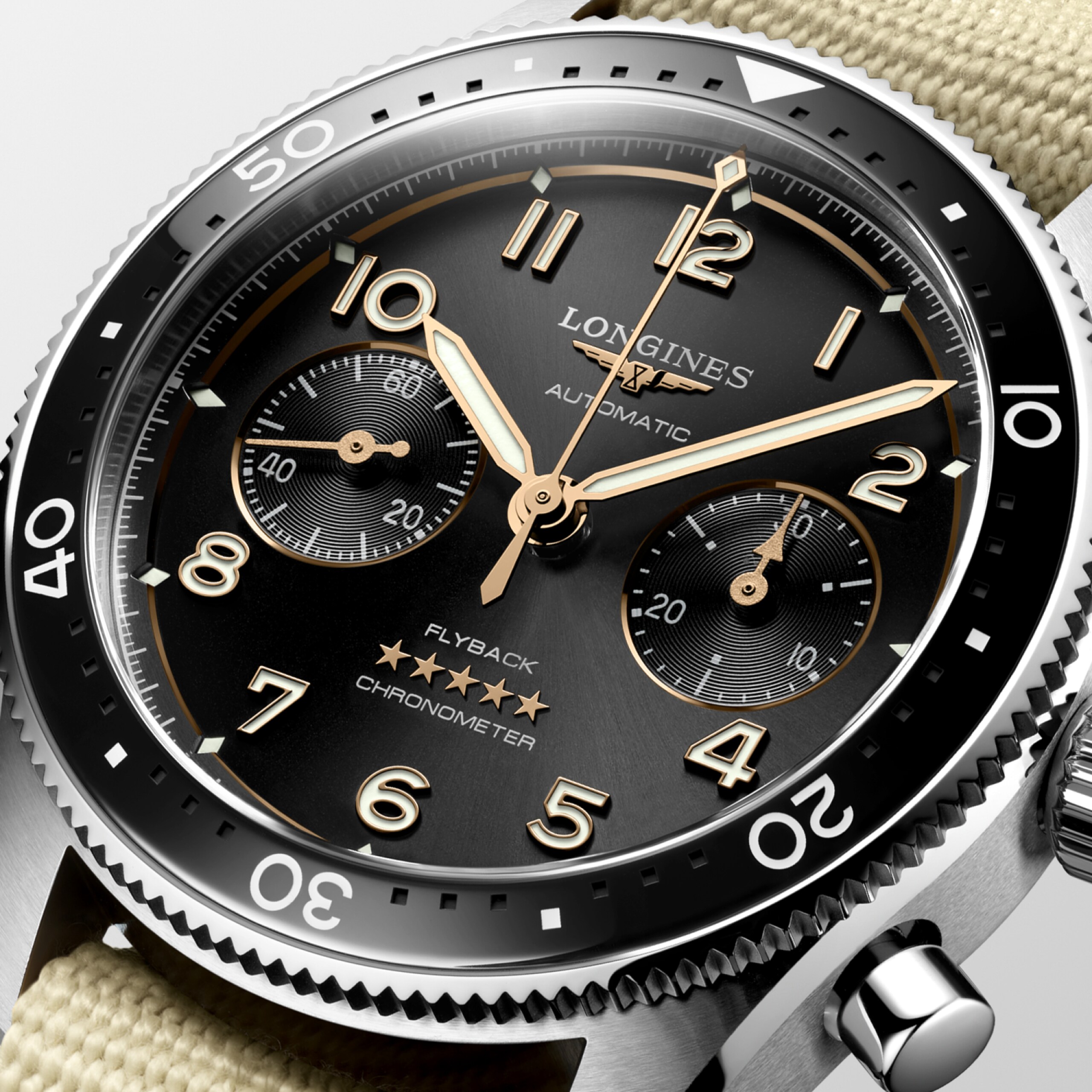 Longines SPIRIT FLYBACK automatique acier inoxydable et lunette en céramique Watch - L3.821.4.53.9