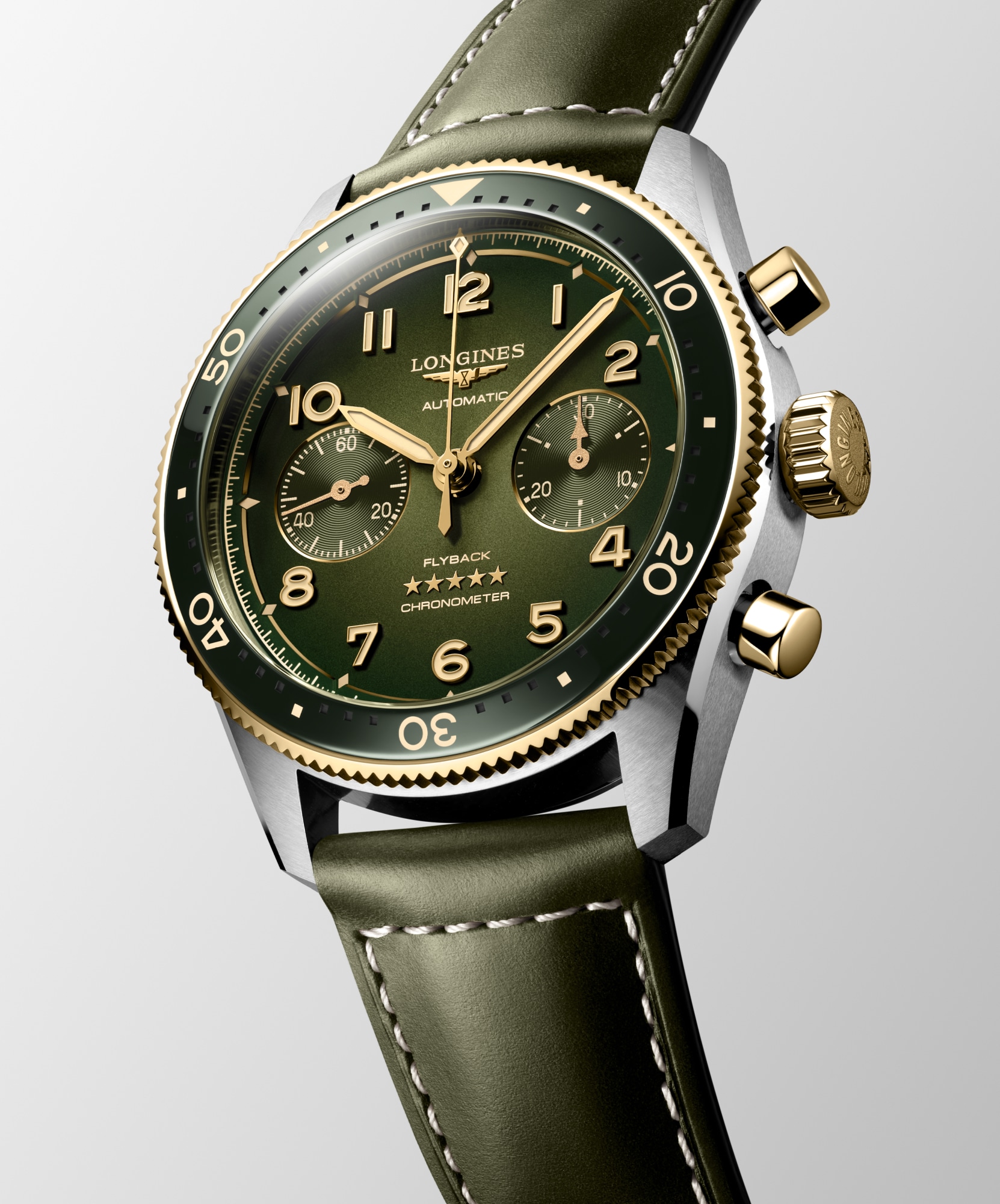 LONGINES SPIRIT FLYBACK 自動巻、ステンレススチール&18k