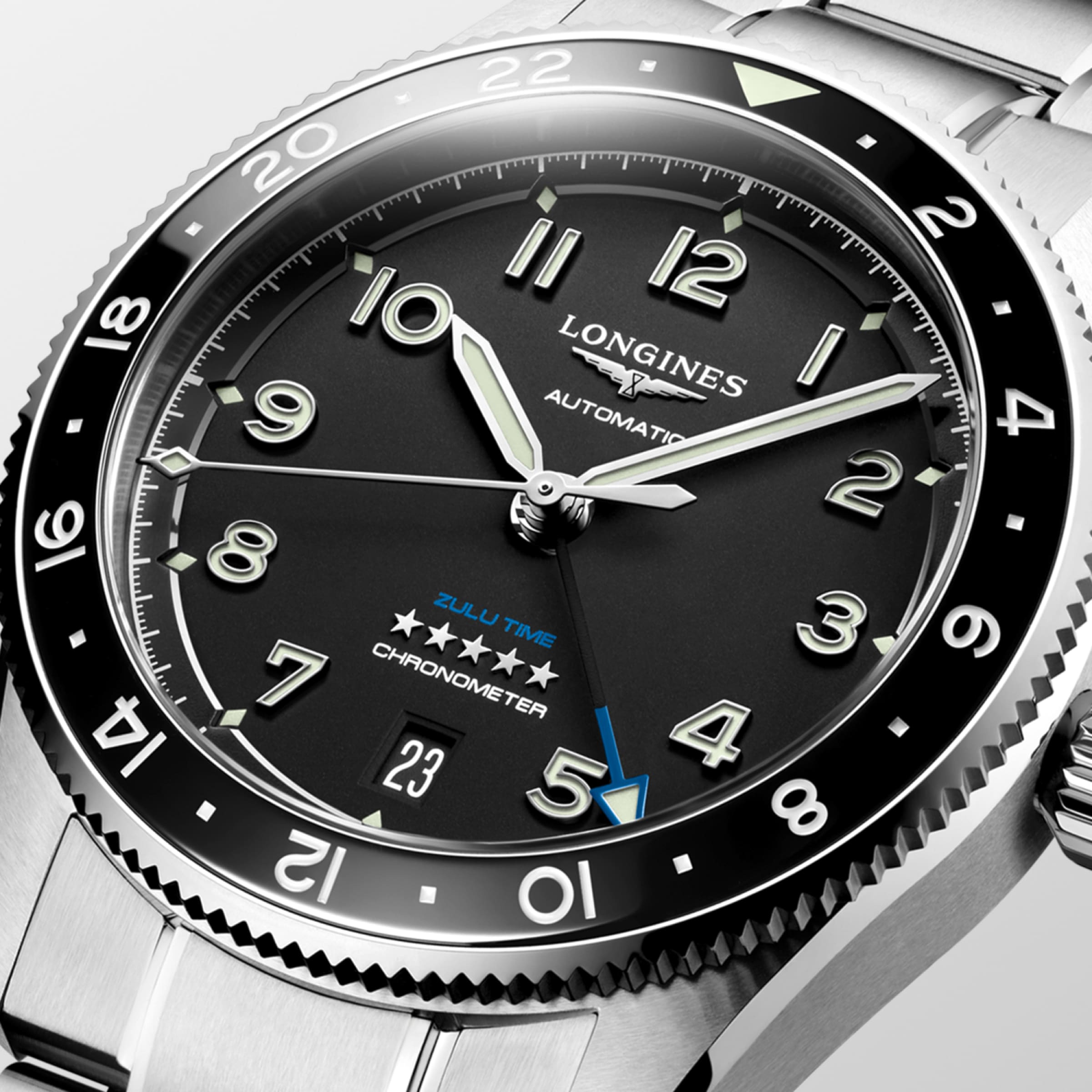 Longines SPIRIT Automatic Stainless steel and ceramic bezel Watch - L3.802.4.53.6