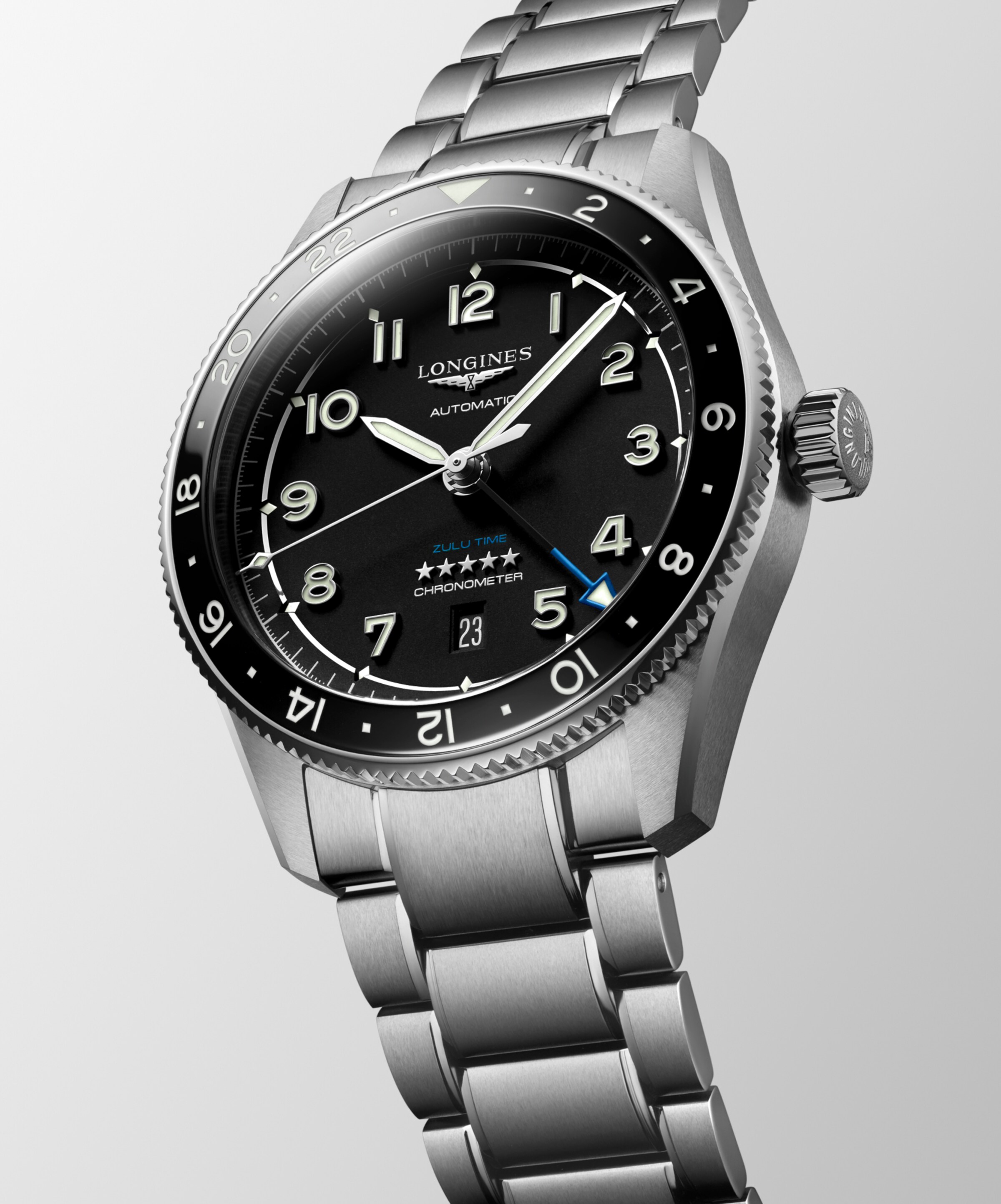 Longines SPIRIT Automatic Stainless steel and ceramic bezel Watch - L3.812.4.53.6