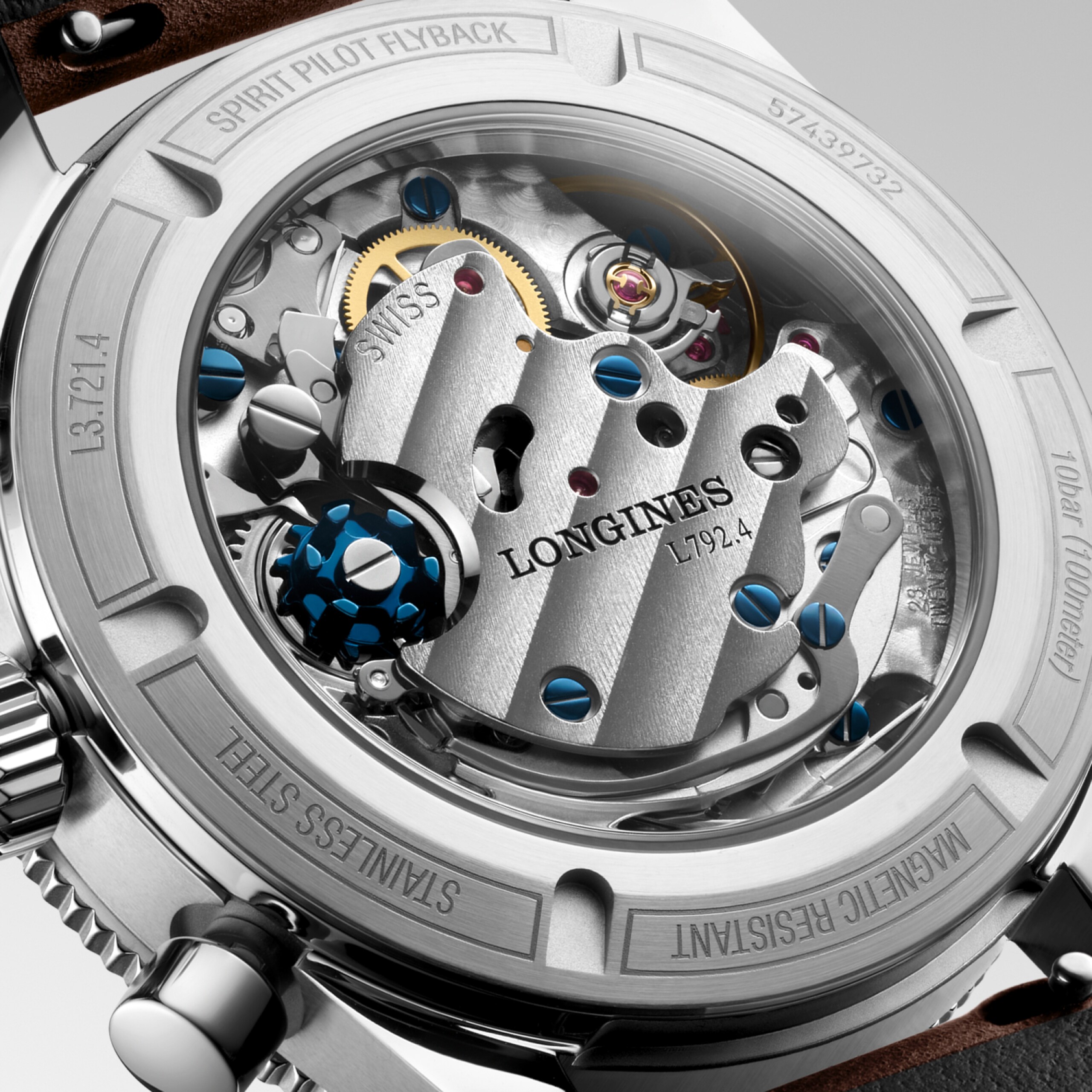 Longines SPIRIT PILOT FLYBACK mechanical stainless steel and ceramic bezel Watch - L3.721.4.53.2