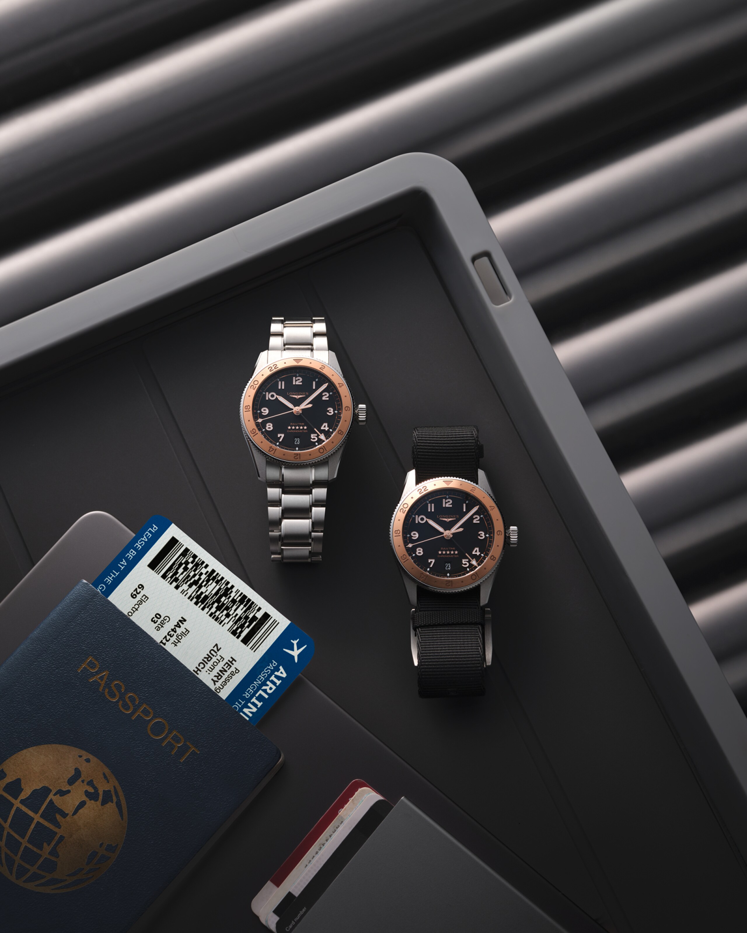 Longines SPIRIT ZULU TIME 1925 Automatic Stainless steel and 18 karat pink gold cap 200 Watch - L3.803.5.53.6