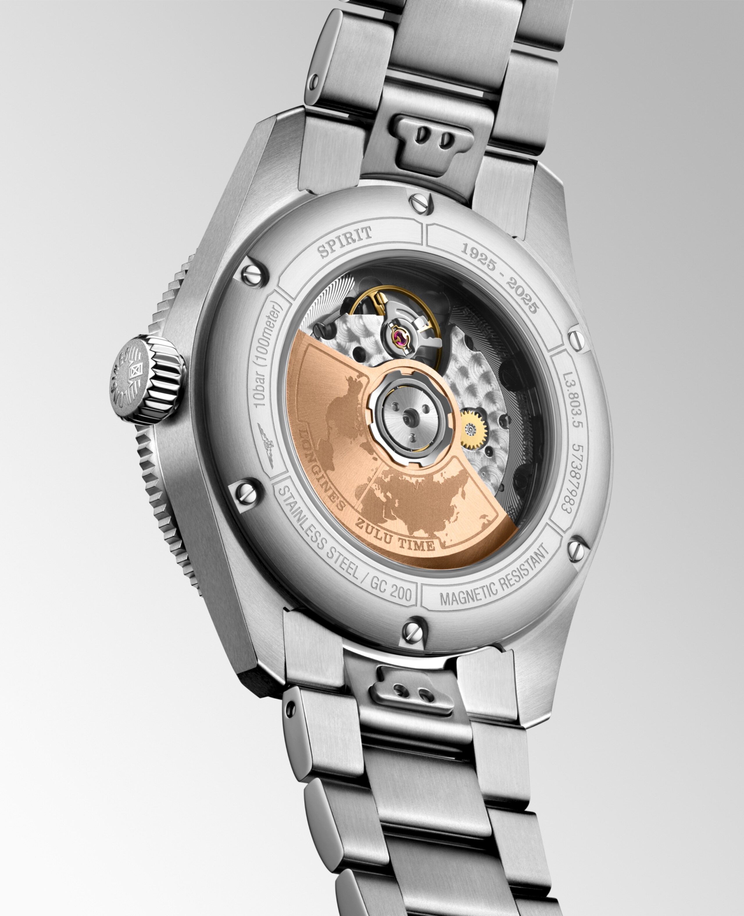 Longines SPIRIT ZULU TIME 1925 Automatic Stainless steel and 18 karat pink gold cap 200 Watch - L3.803.5.53.6