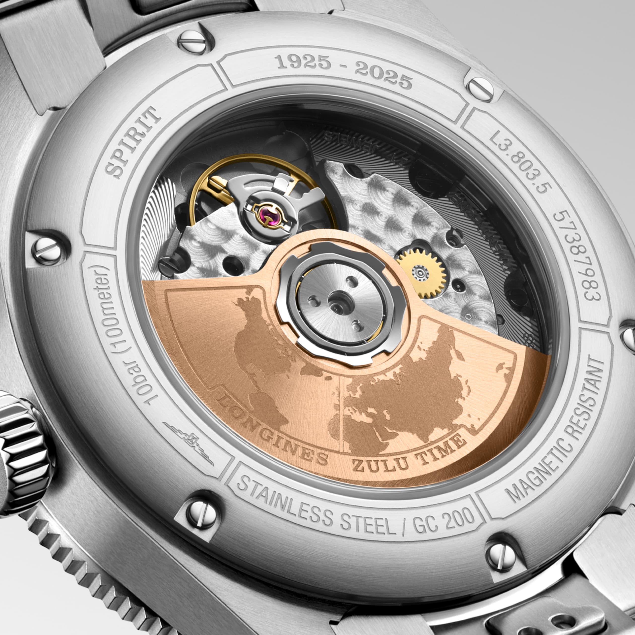 Longines SPIRIT ZULU TIME 1925 Automatic Stainless steel and 18 karat pink gold cap 200 Watch - L3.803.5.53.6