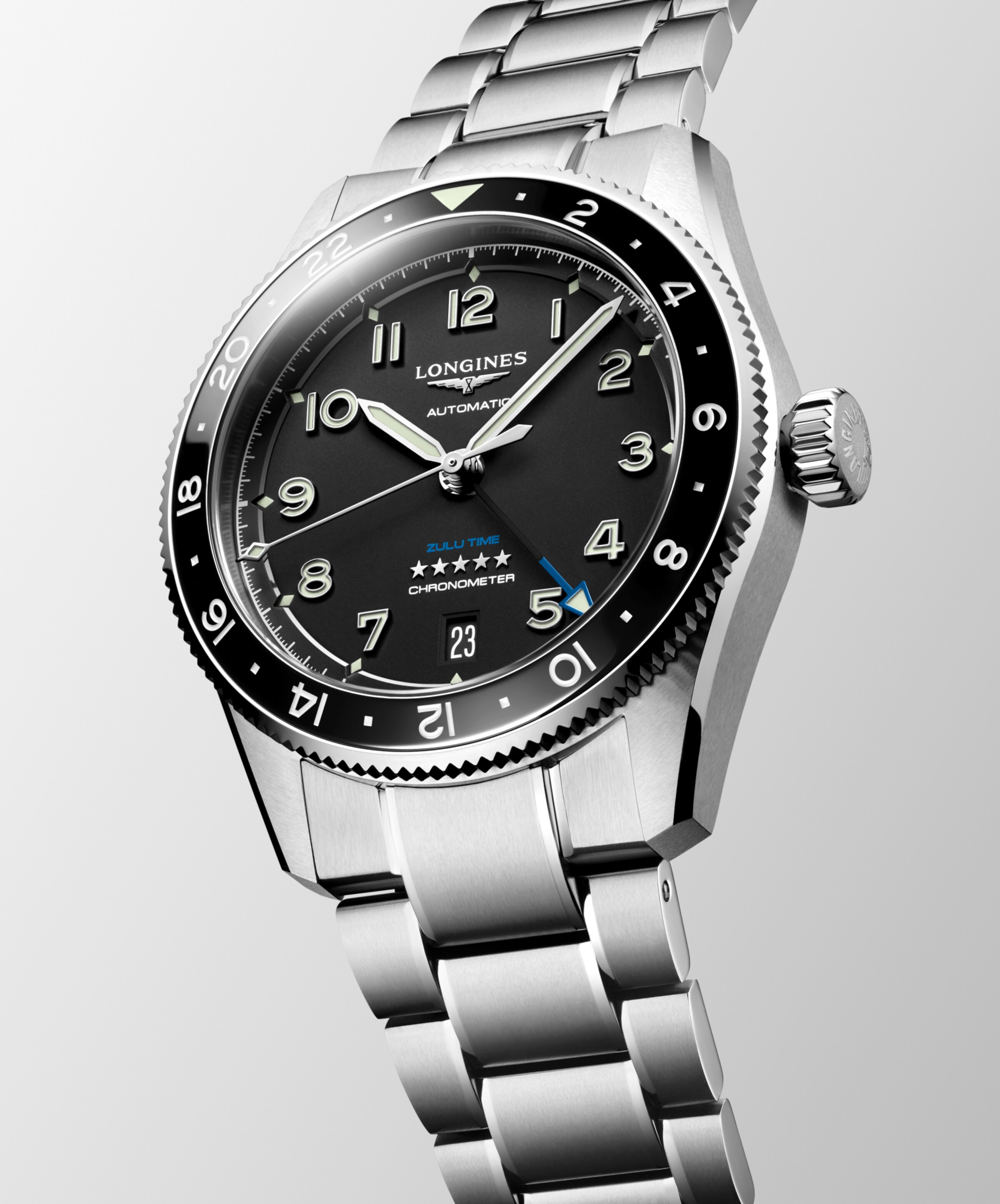 Longines SPIRIT Automatic Stainless steel and ceramic bezel Watch - L3.802.4.53.6