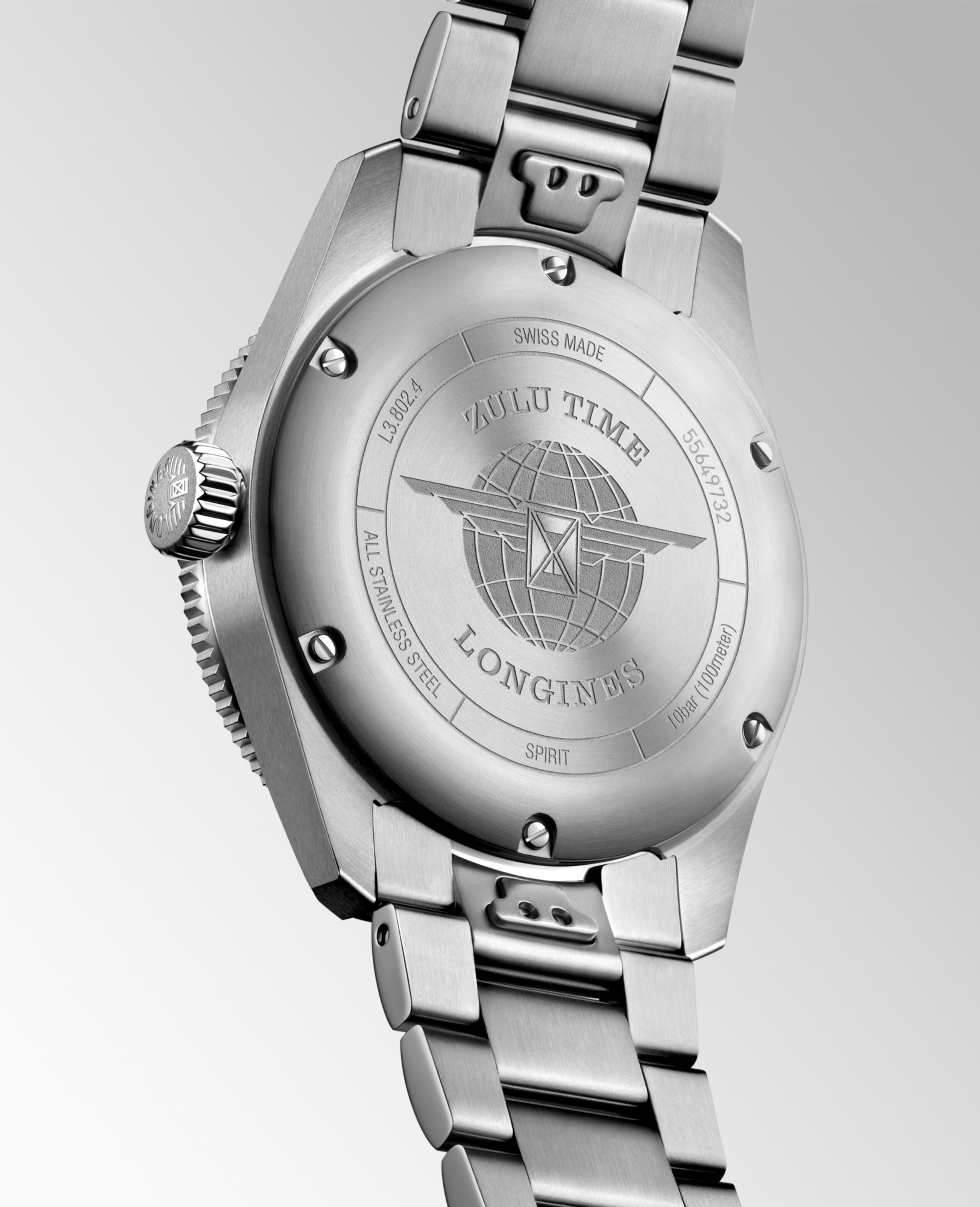 Longines SPIRIT ZULU TIME Automatic Stainless steel and ceramic bezel Watch - L3.802.4.60.6