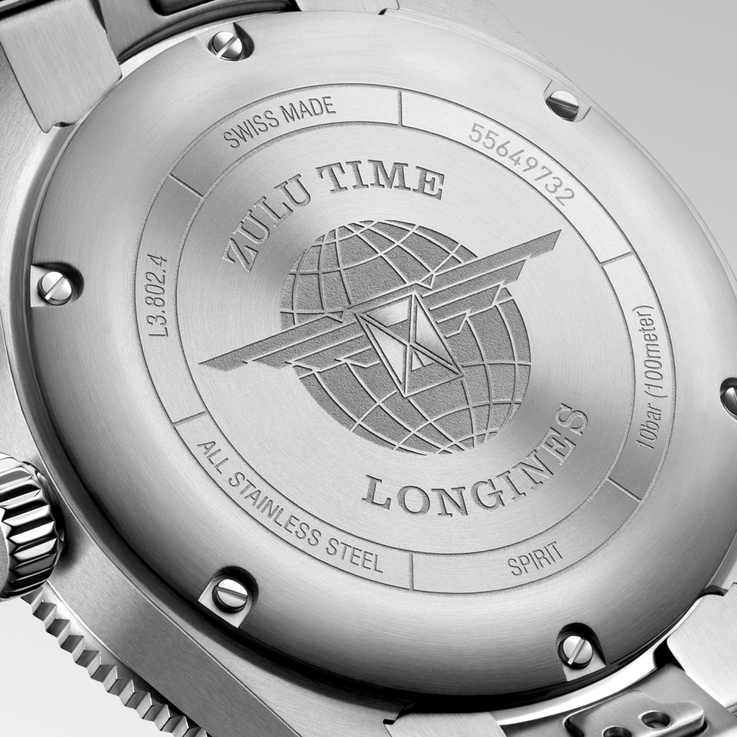 Longines SPIRIT ZULU TIME Automatic Stainless steel and ceramic bezel Watch - L3.802.4.60.6