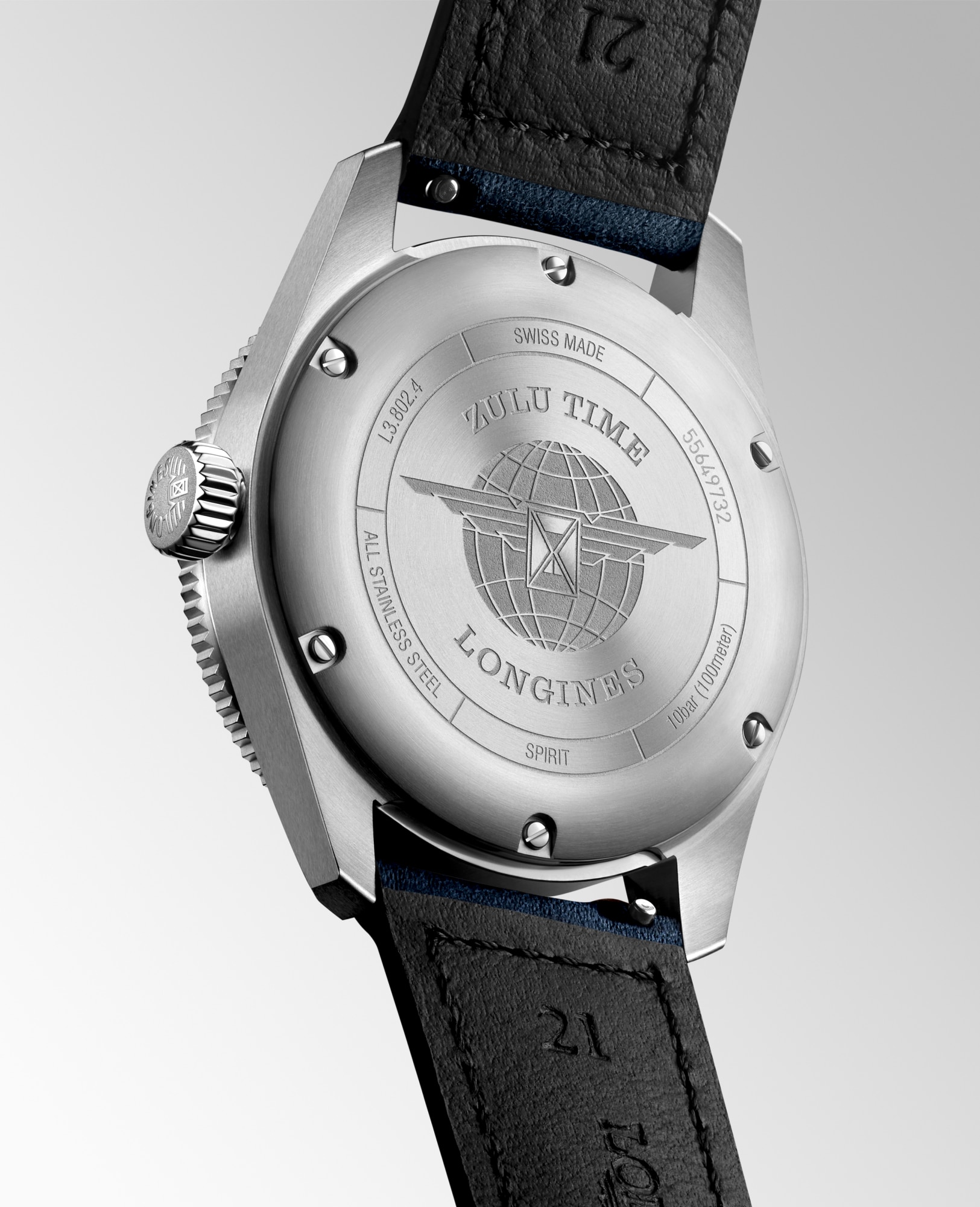 LONGINES SPIRIT ZULU TIME 自動巻、ステンレススティールとセラミック