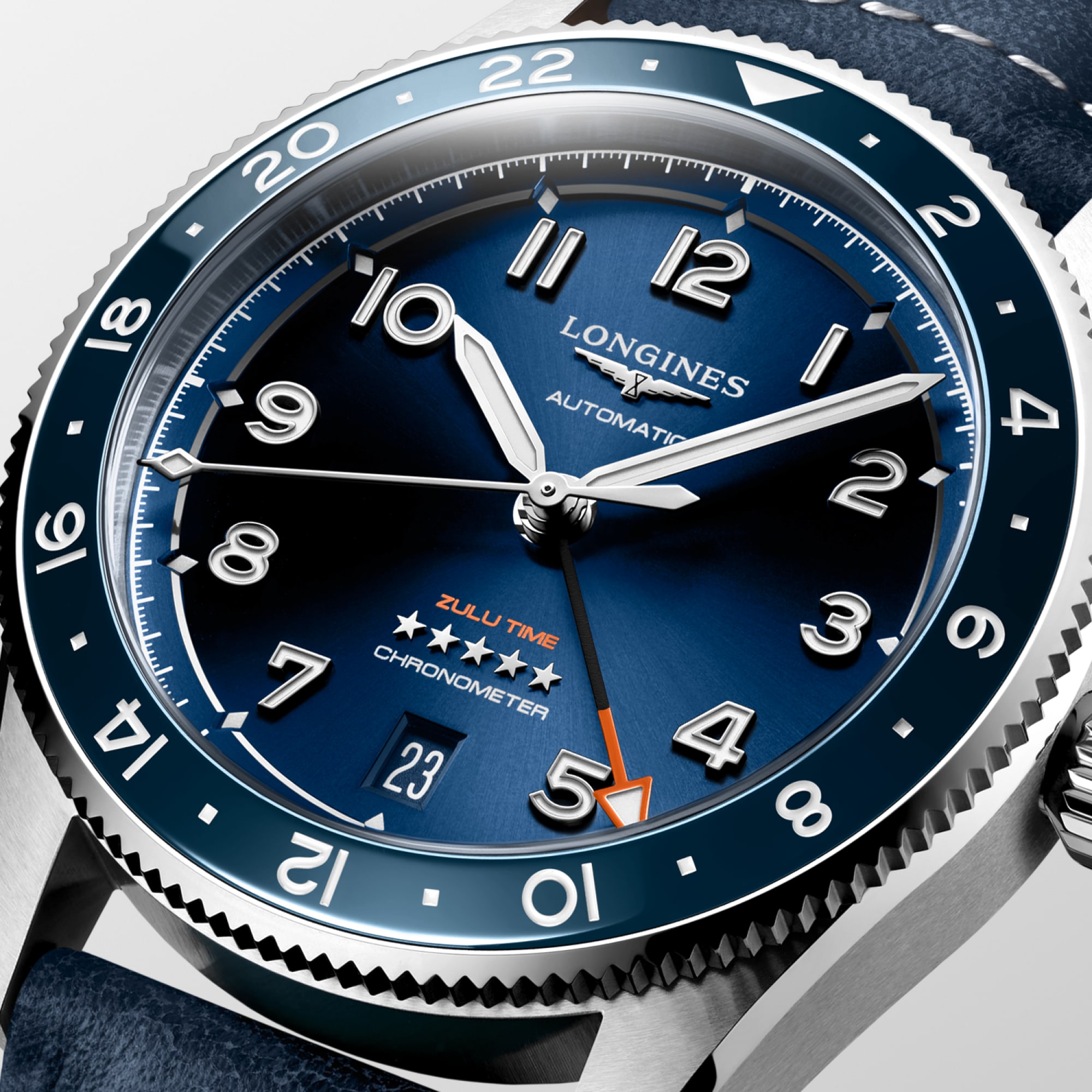 LONGINES SPIRIT ZULU TIME 自動巻、ステンレススティールとセラミック