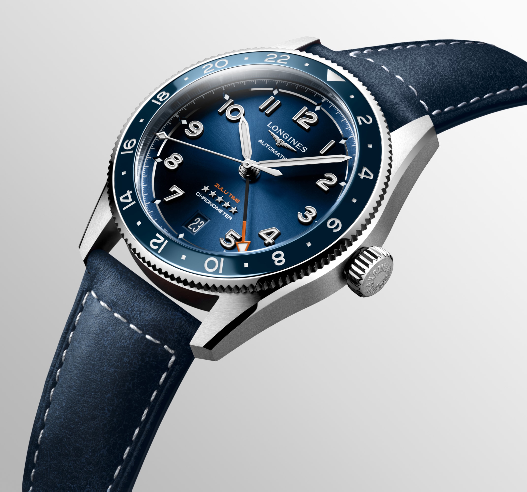 LONGINES SPIRIT ZULU TIME | Ø 39.00 mm, ブルー「サンレイ」 | L3