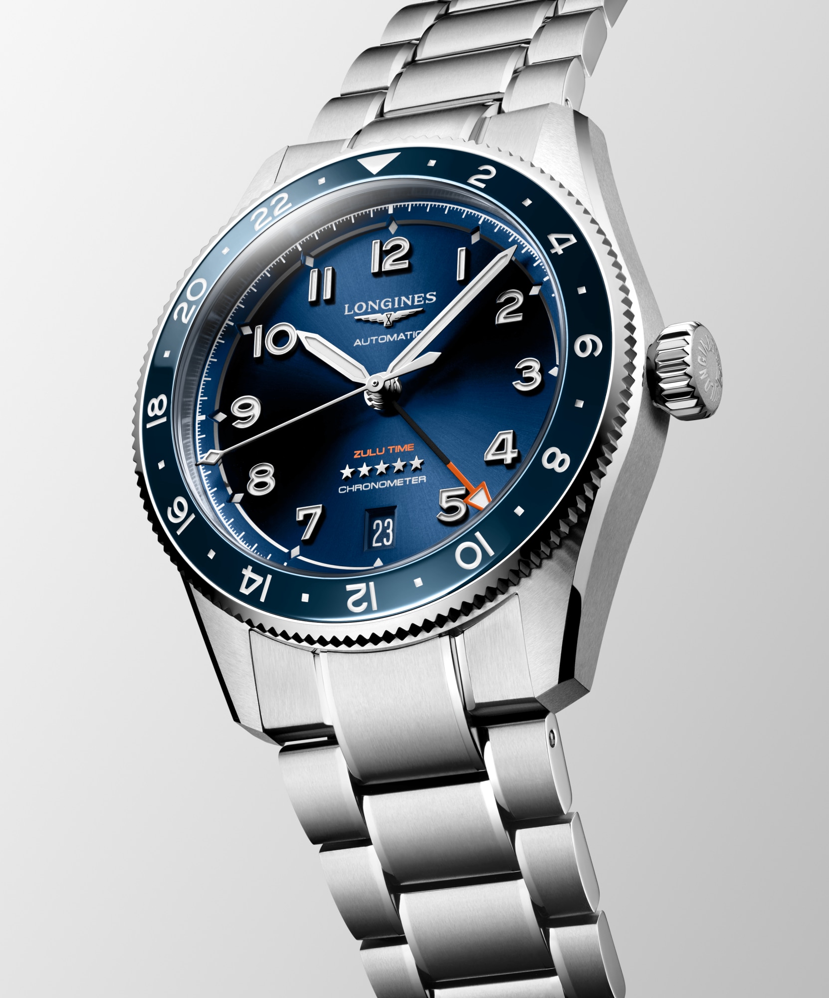 LONGINES SPIRIT ZULU TIME | Ø 39.00 mm, ブルー「サンレイ」 | L3