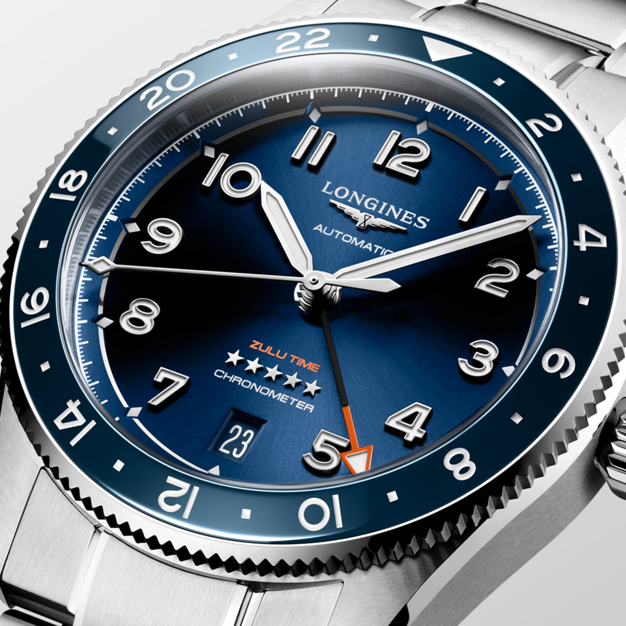 LONGINES　腕時計 LONGINES SPIRIT ZULU TIME 오토매틱, 스테인리스 스틸 및 세라믹, 선