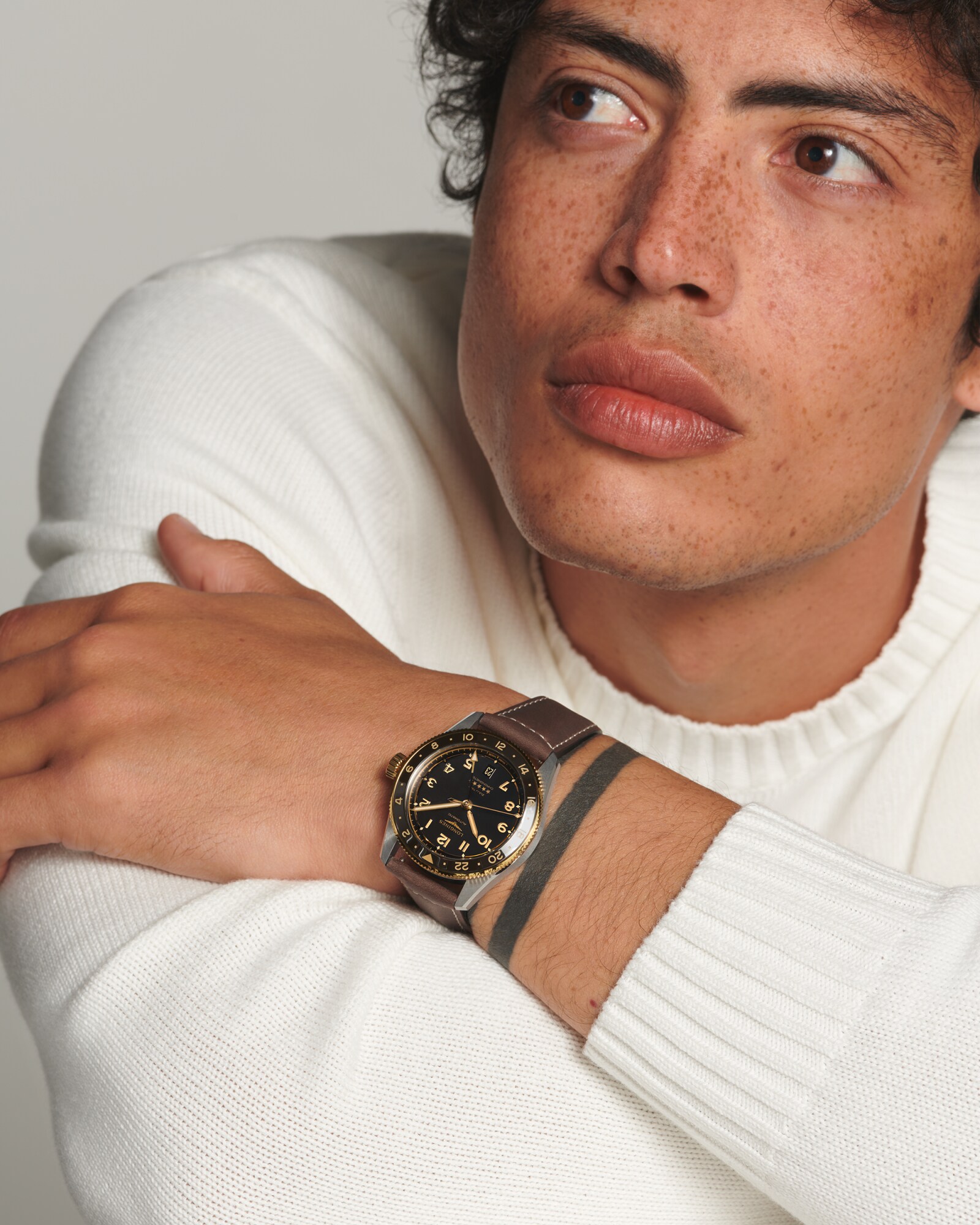 LONGINES SPIRIT ZULU TIME 自動巻、ステンレススチール&18kイエロー