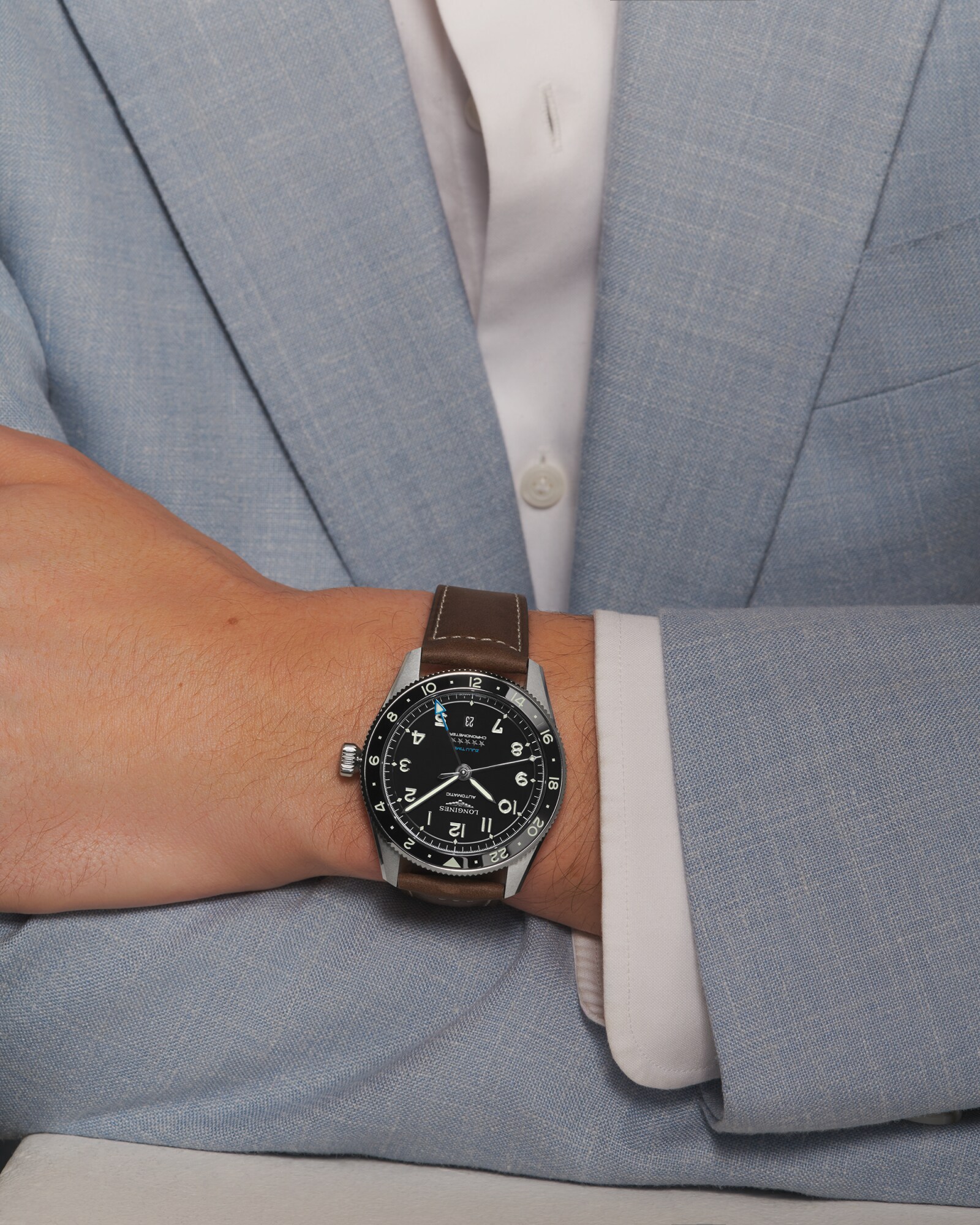 LONGINES SPIRIT ZULU TIME Automatic, Stainless Steel And