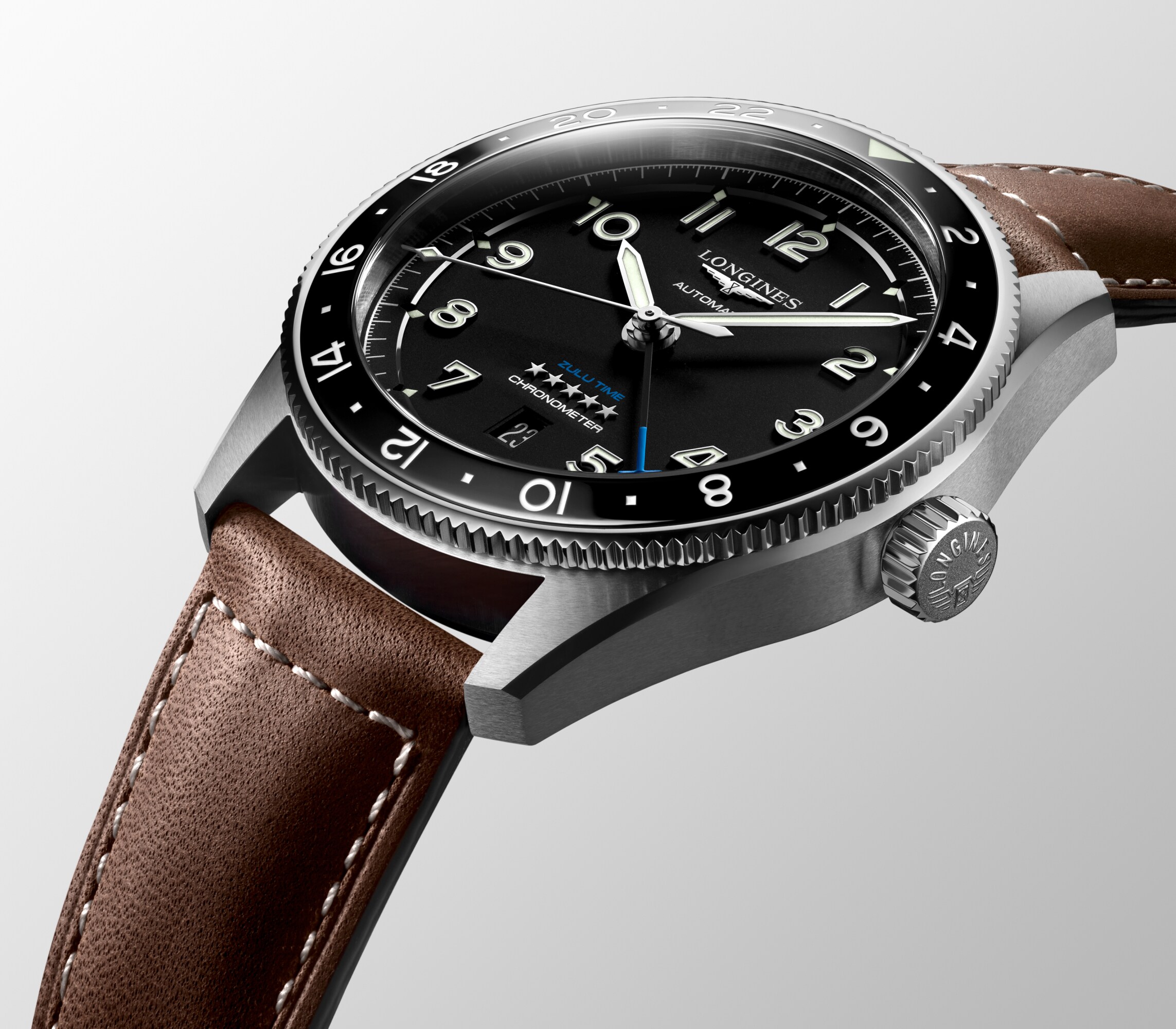 LONGINES SPIRIT ZULU TIME Automatic, Stainless Steel And
