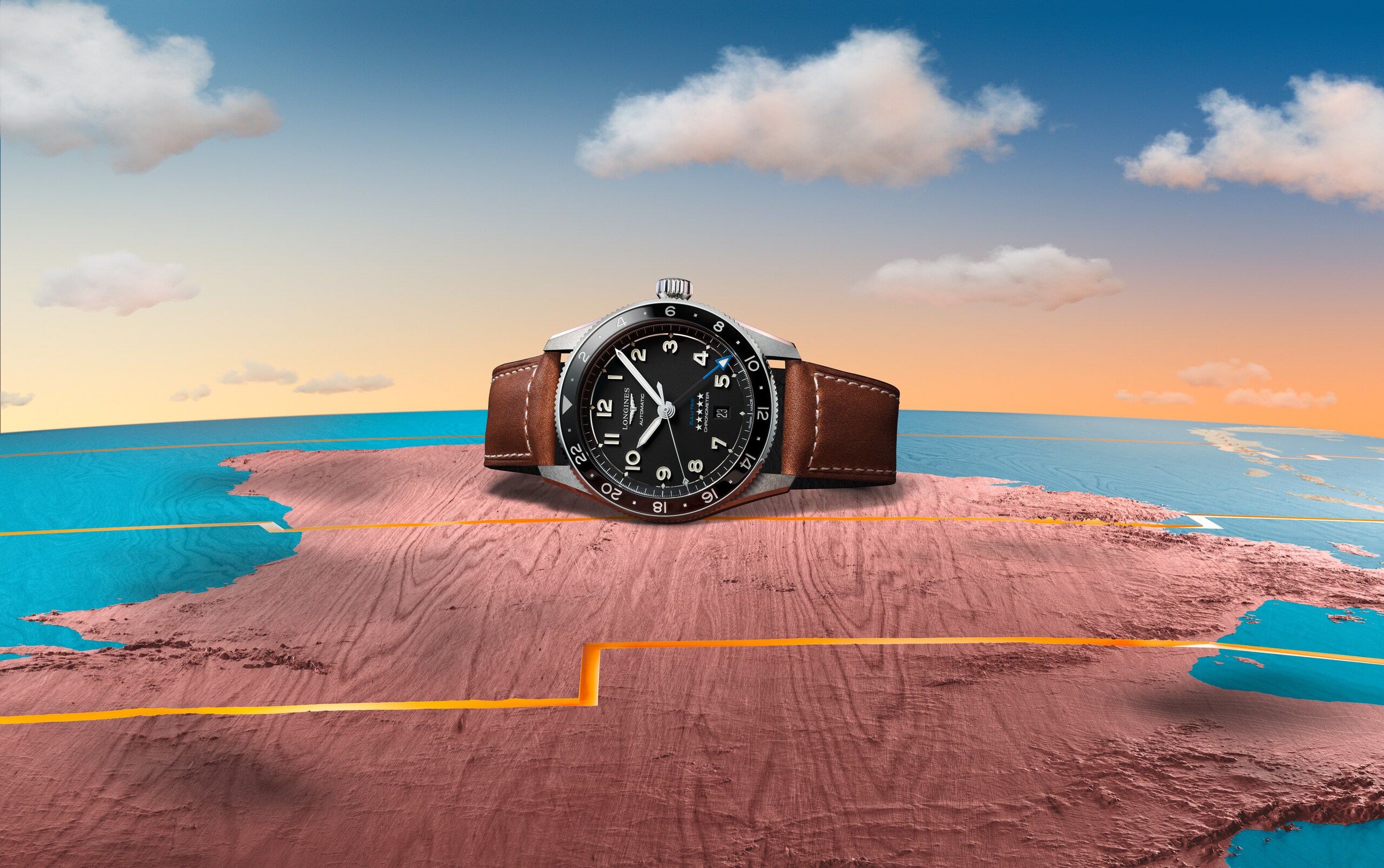 Longines SPIRIT ZULU TIME otomatik paslanmaz çelik ve seramik Watch - L3.812.4.53.2