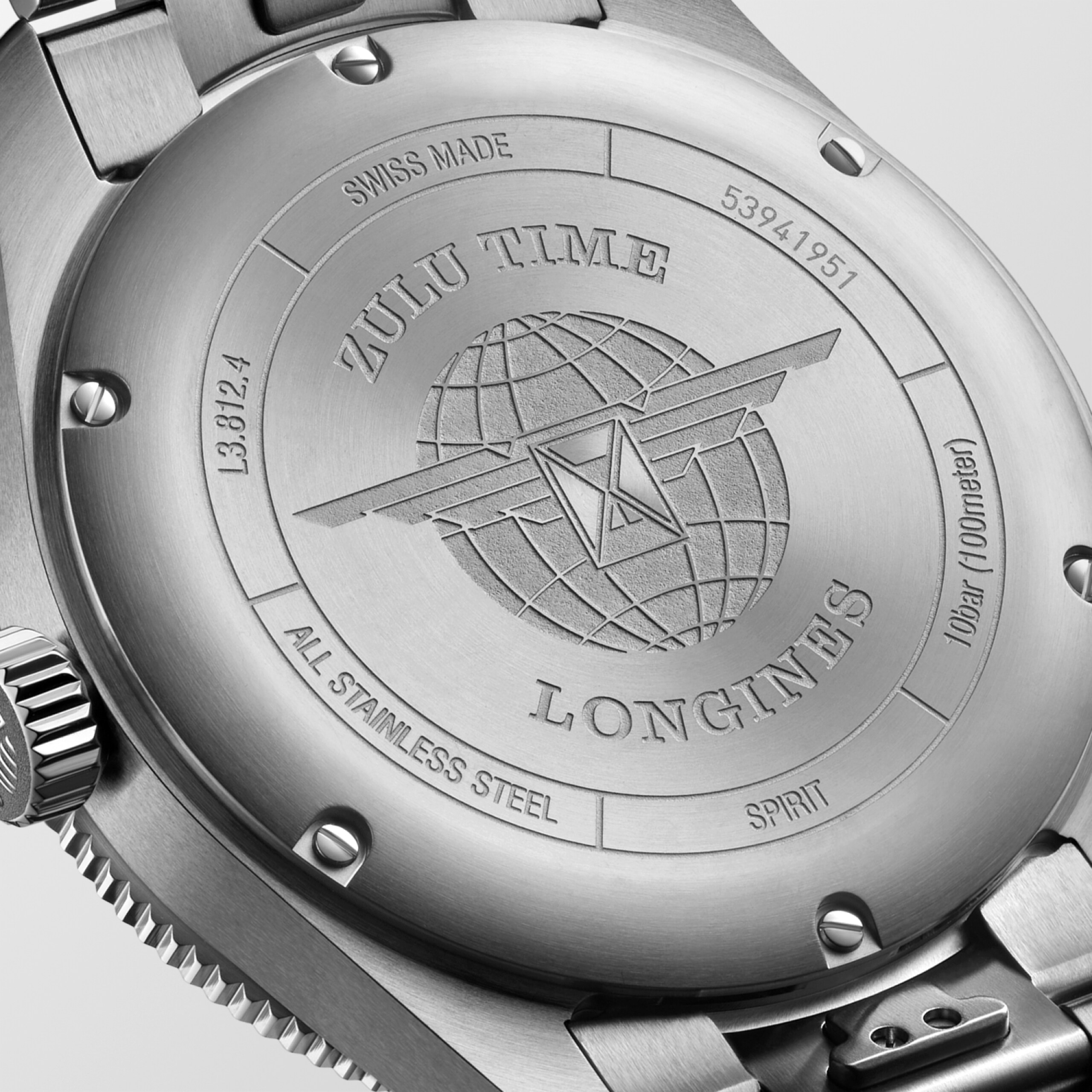 Longines SPIRIT ZULU TIME Automatic Stainless steel and ceramic bezel Watch - L3.812.4.60.6