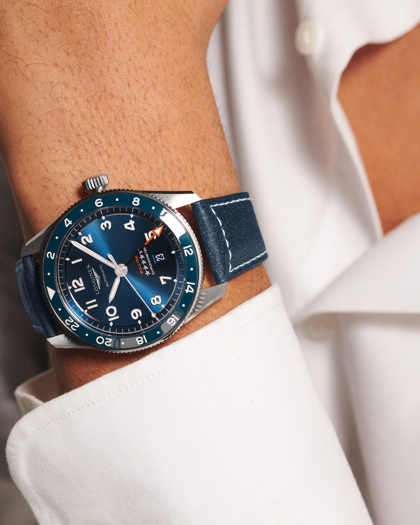 LONGINES SPIRIT ZULU TIME Automatic, Stainless Steel And