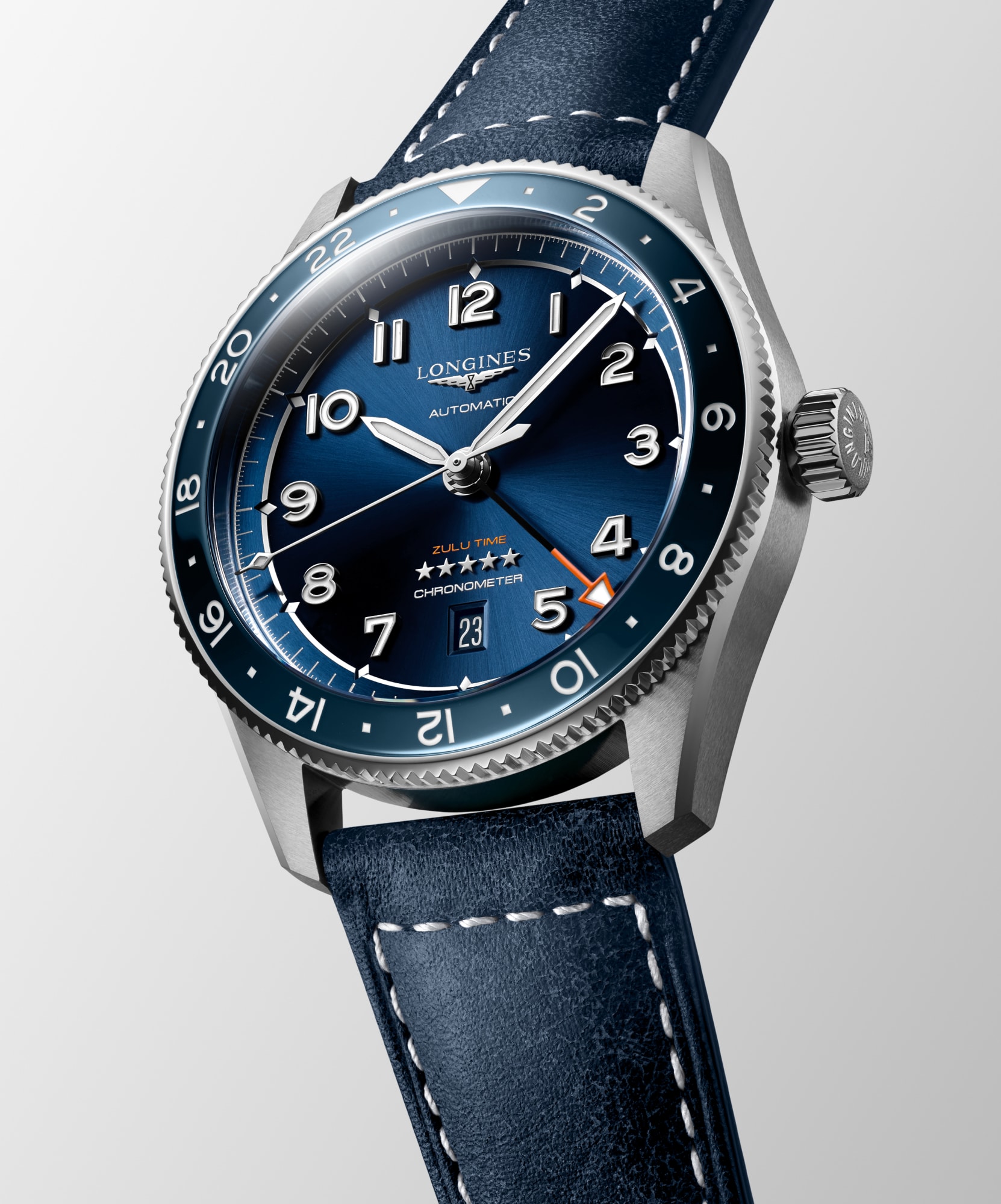 LONGINES SPIRIT ZULU TIME 自動巻、ステンレススティールとセラミック