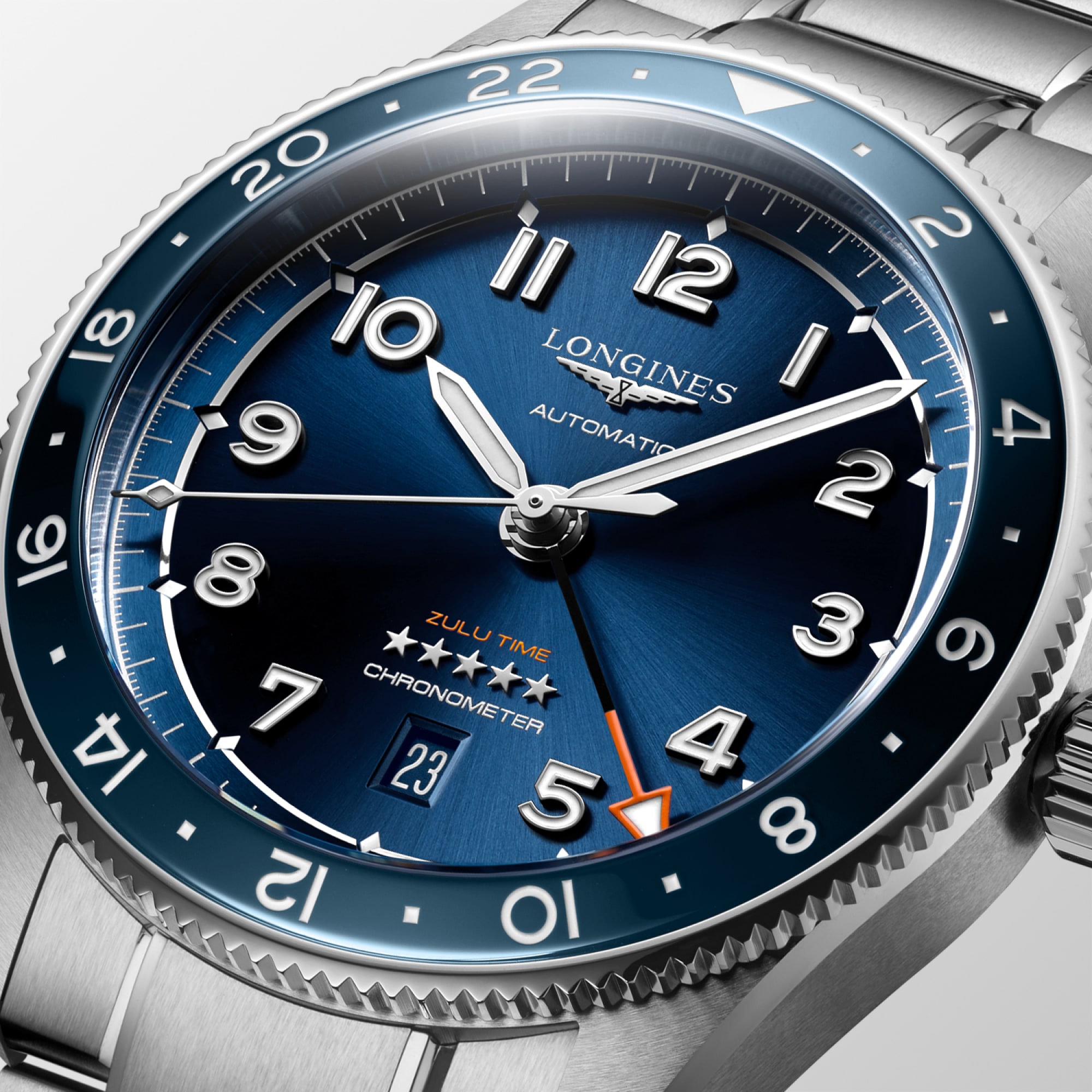 LONGINES SPIRIT ZULU TIME Automatic, Stainless Steel And