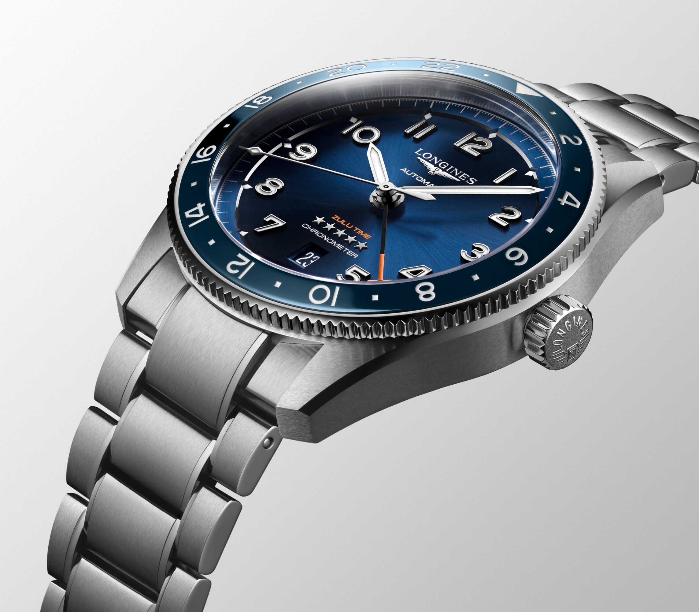 LONGINES SPIRIT ZULU TIME Automatic, Stainless Steel And