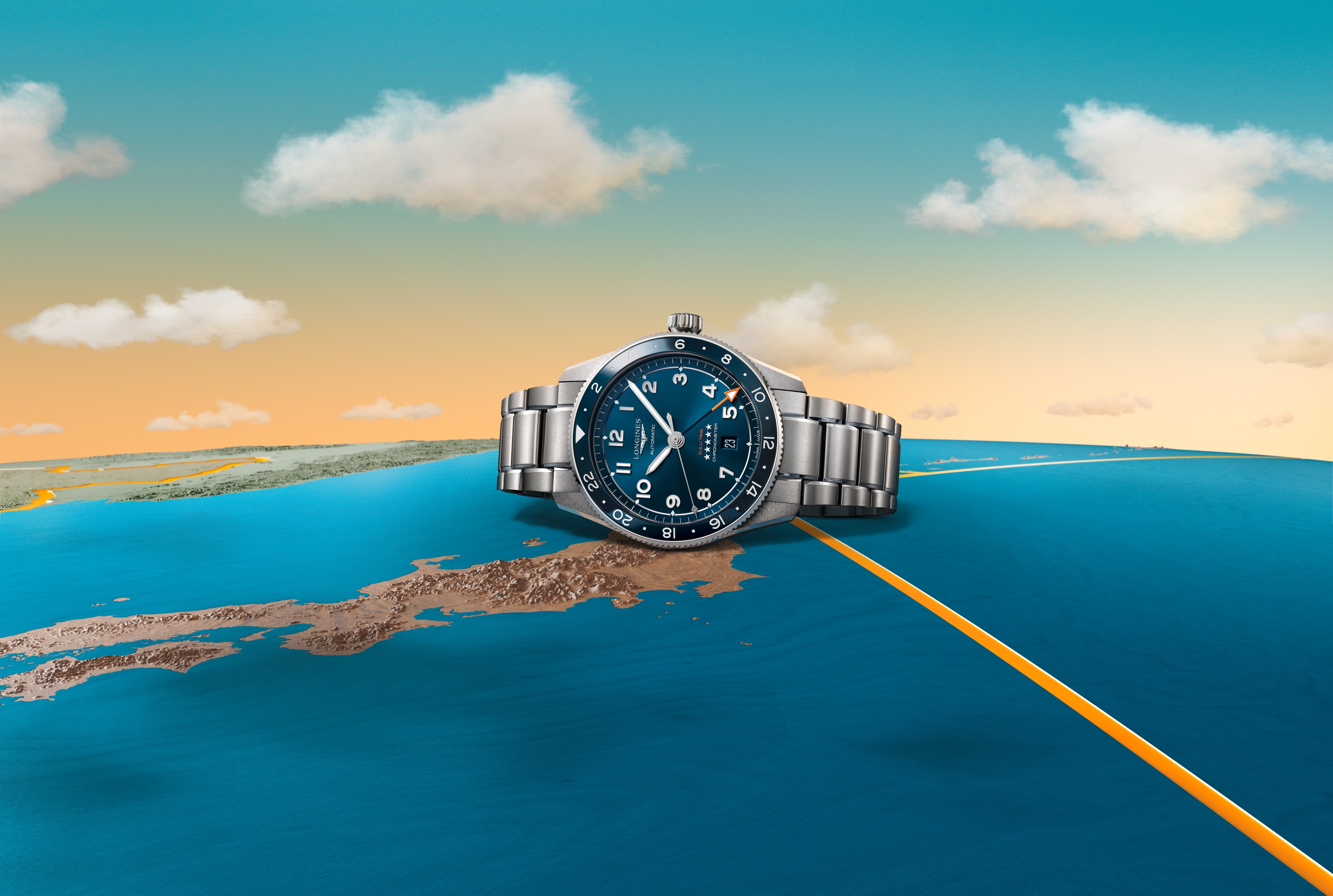 LONGINES SPIRIT ZULU TIME | Ø 42.00 mm, ブルー「サンレイ」 | L3