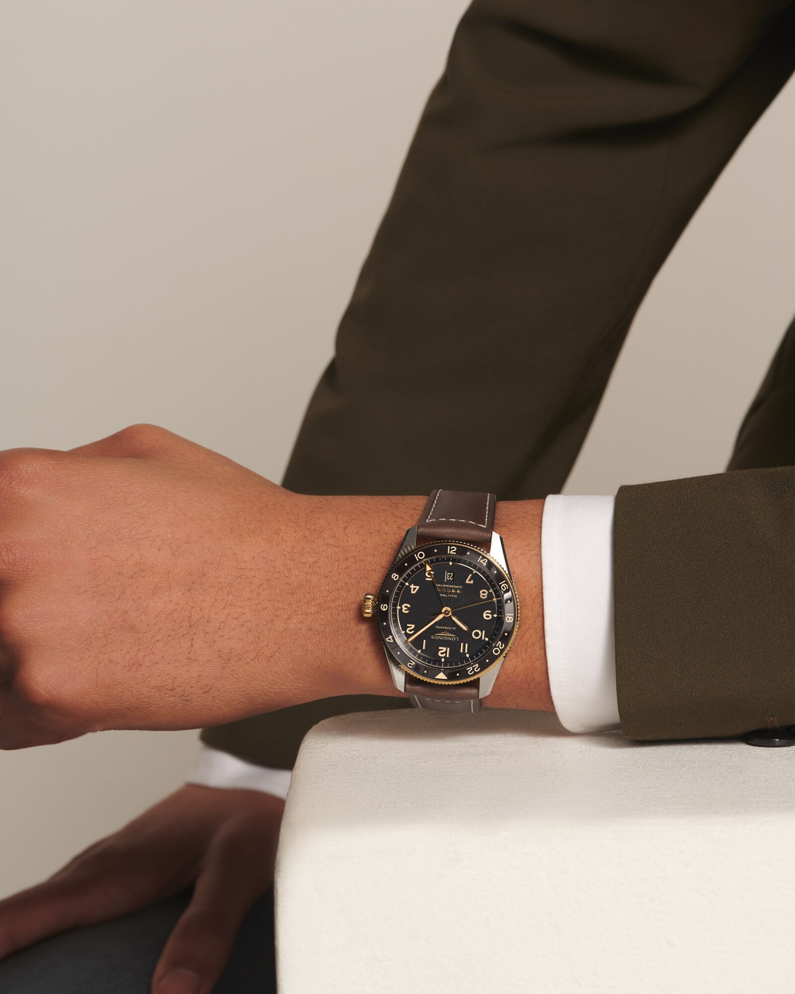 LONGINES SPIRIT ZULU TIME Automatic, Stainless Steel And 18