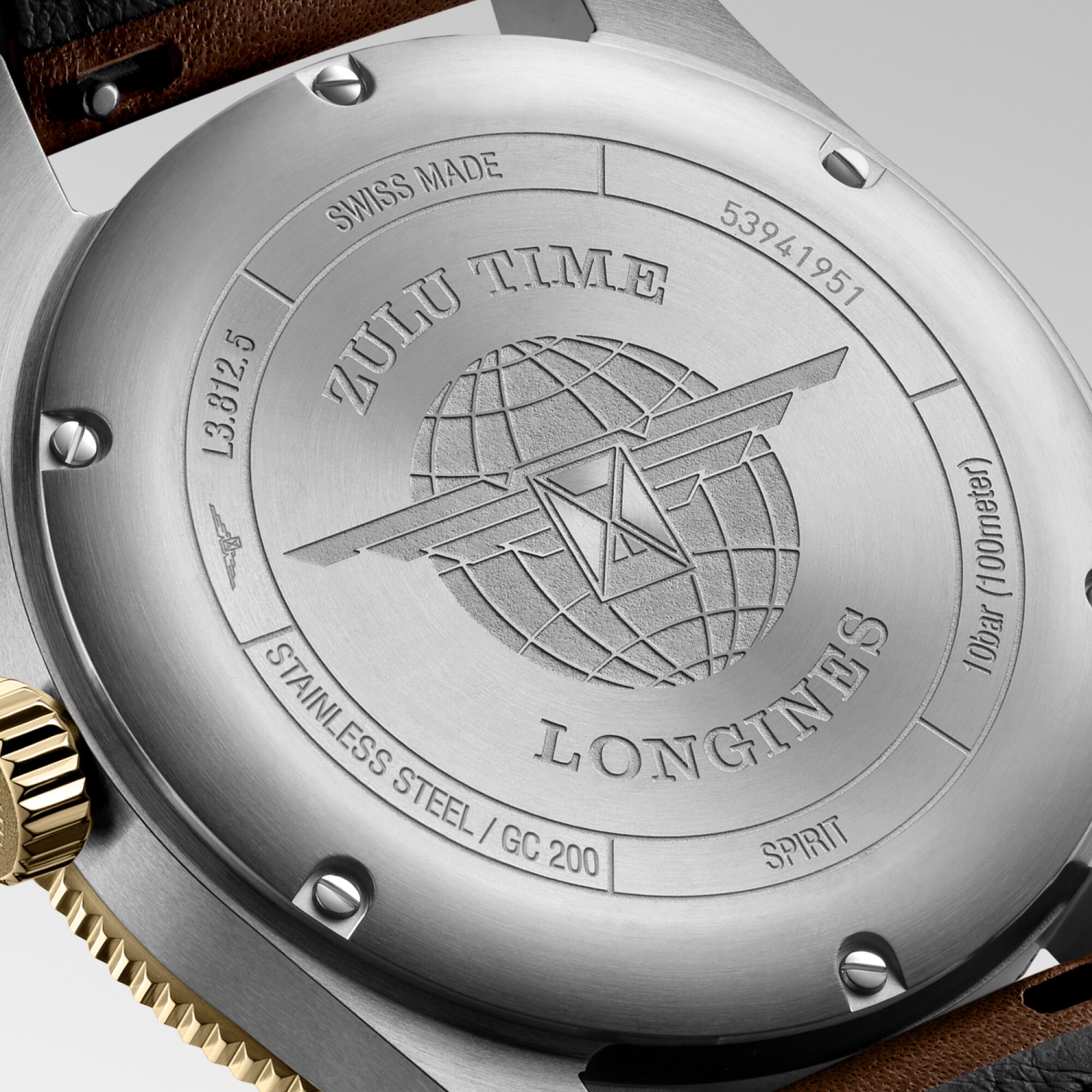 LONGINES SPIRIT ZULU TIME Automatic, Stainless Steel And 18