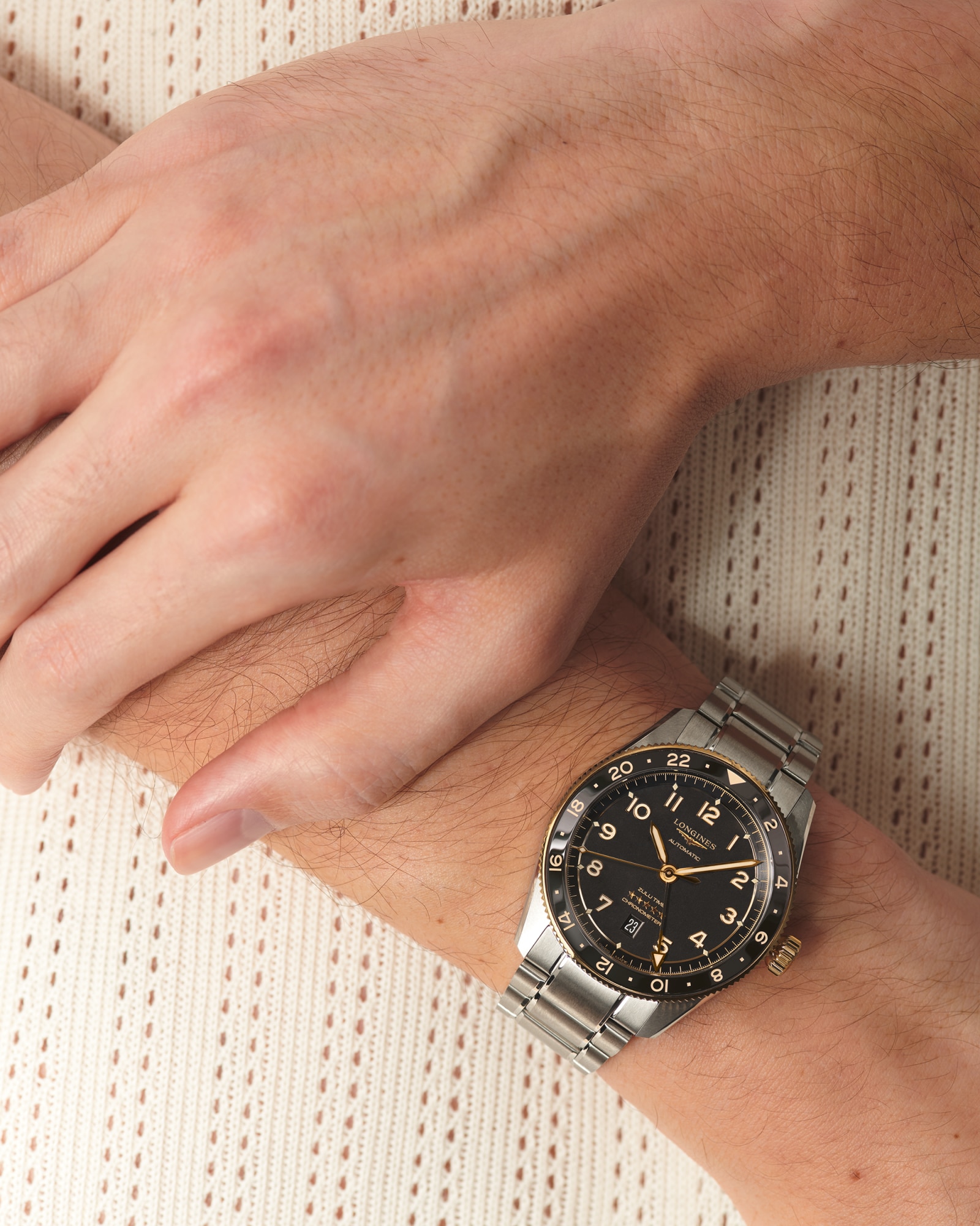 LONGINES SPIRIT ZULU TIME Automatic, Stainless Steel And 18 Karat