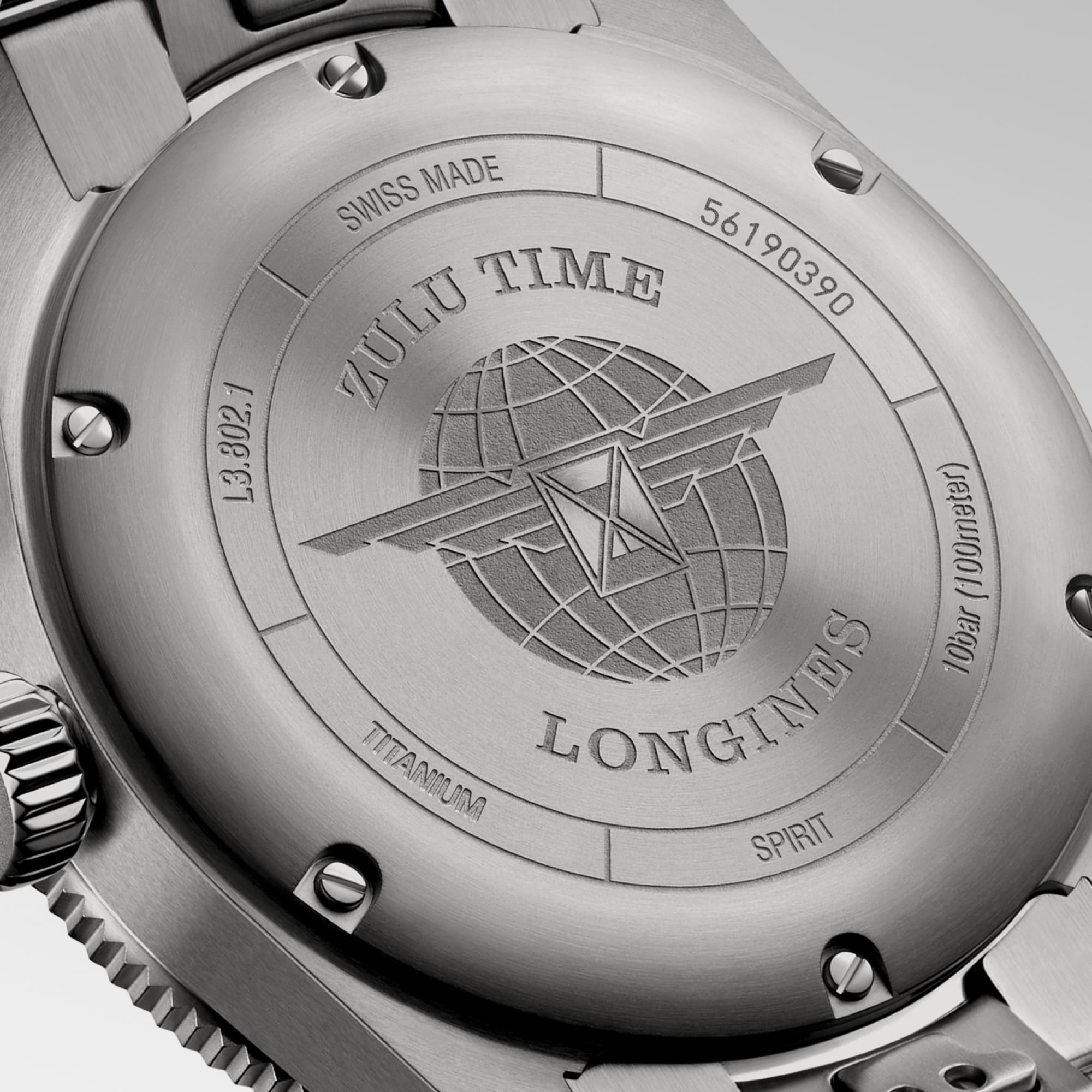 LONGINES SPIRIT ZULU TIME TITANIUM | Ø 39.00 mm, アンスラサイト