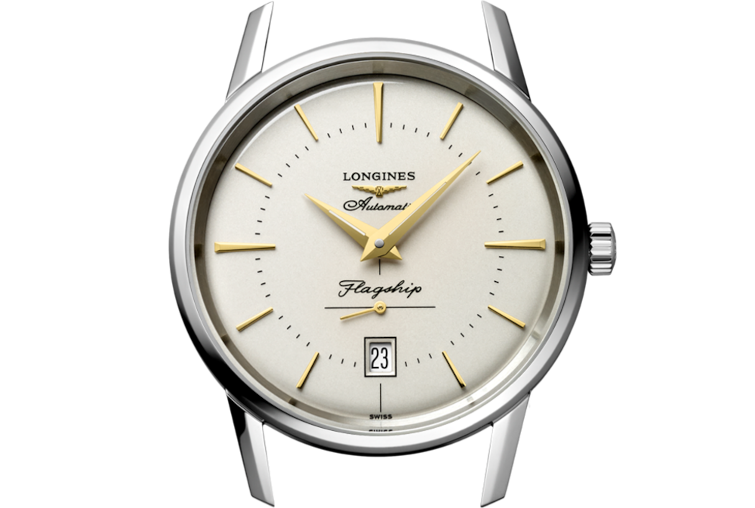 フラッグシップ ヘリテージ 自動巻、ステンレススティール、オパリン