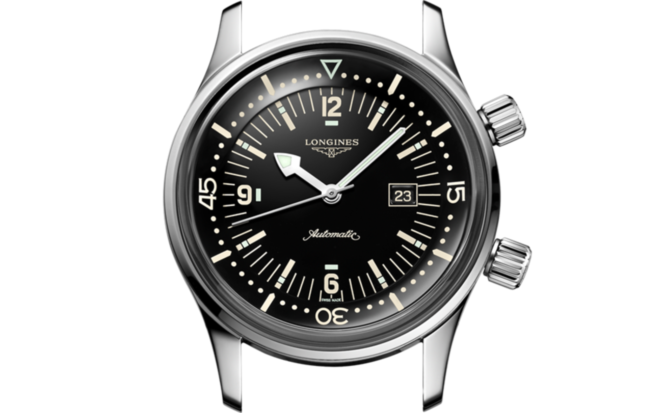 ロンジン レジェンドダイバー 自動巻、ステンレススティール、ブラック