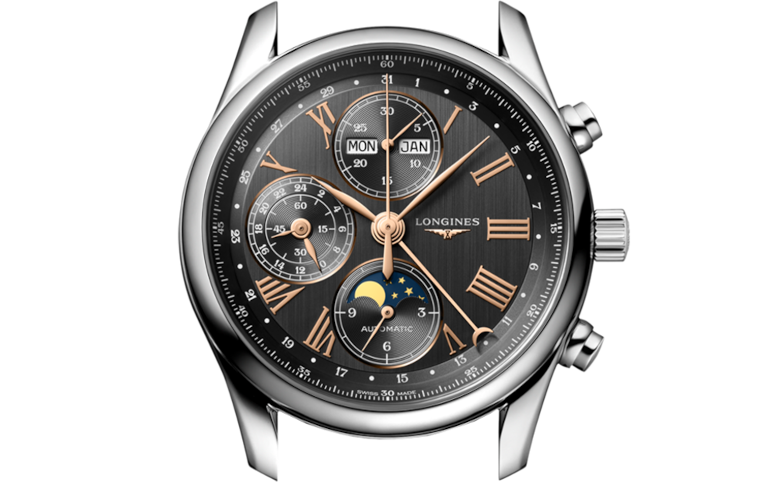 6737様 LONGINES MASTER COLLECTION CHRONO MOONPHASE 自動巻、ステンレス