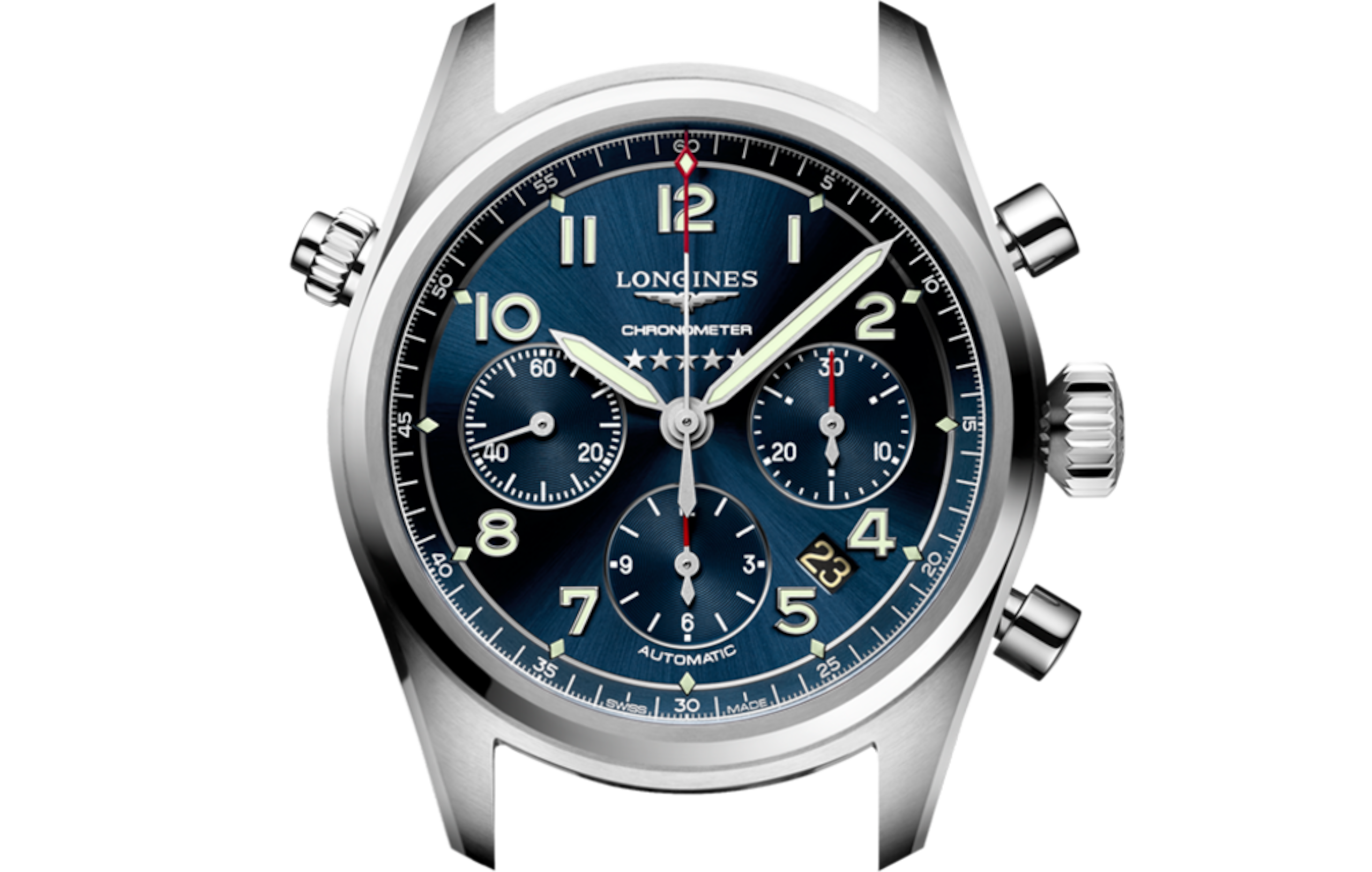 LONGINES SPIRIT CHRONOGRAPH 自動巻、ステンレススティール、ブルー