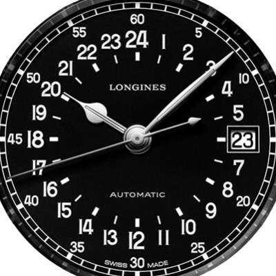 LONGINES TWENTY FOUR HOURS Automatic Stainless Steel Black Matt Dial Strap Watch LONGINES