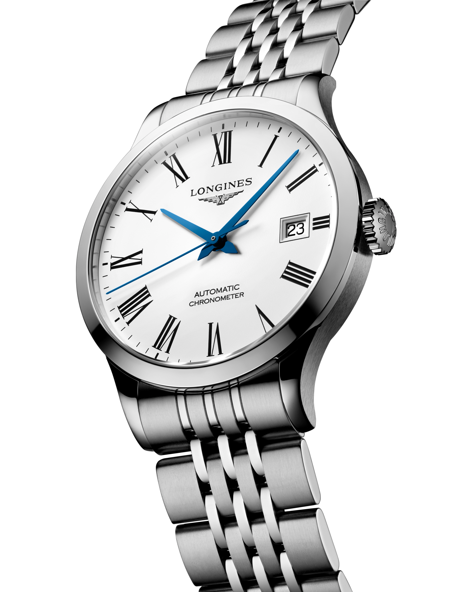 RECORD Automatic, Stainless Steel, White Matt Dial, Bracelet Watch 