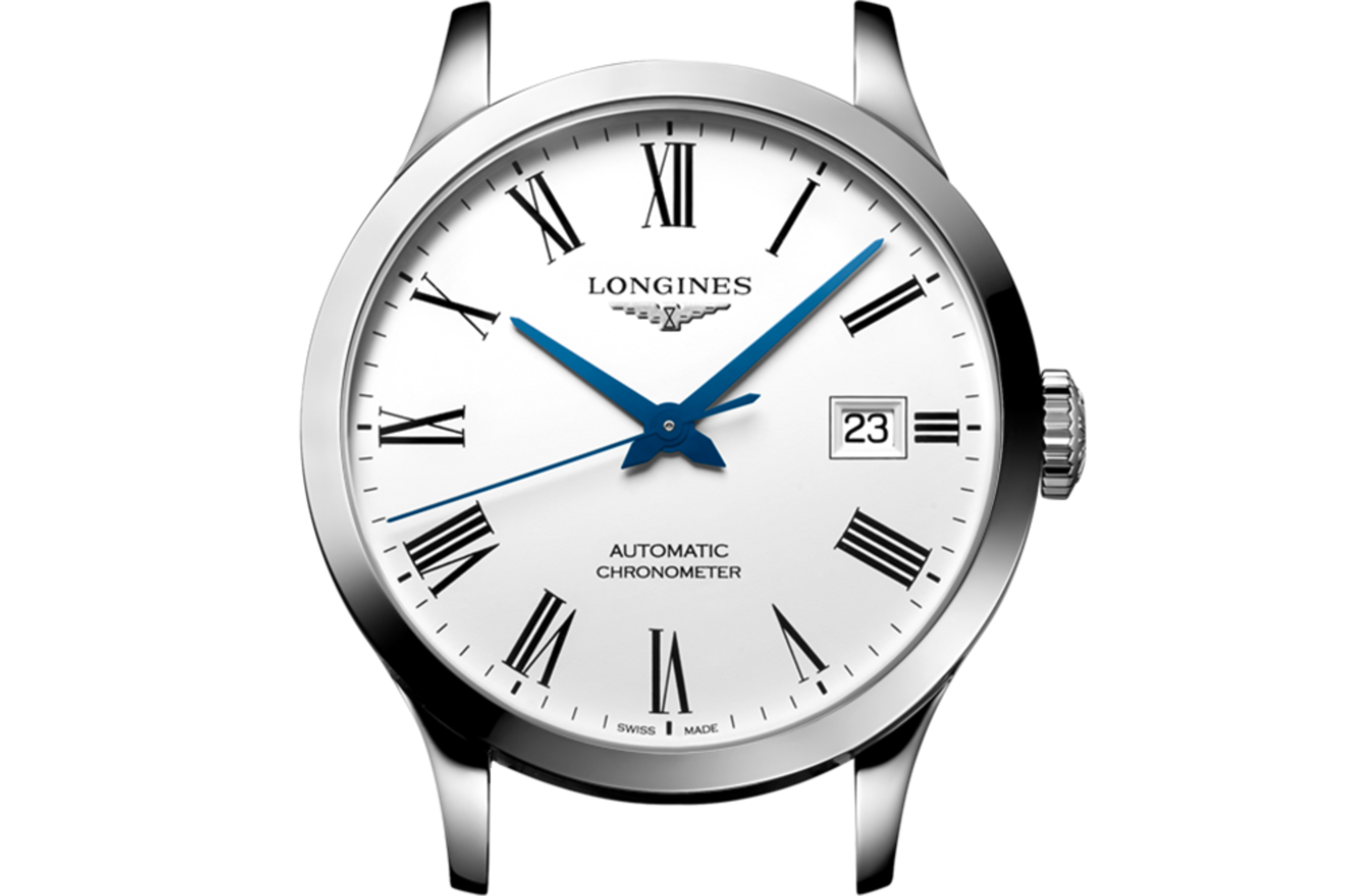 レコード 自動巻、ステンレススティール、マットホワイト ダイアル