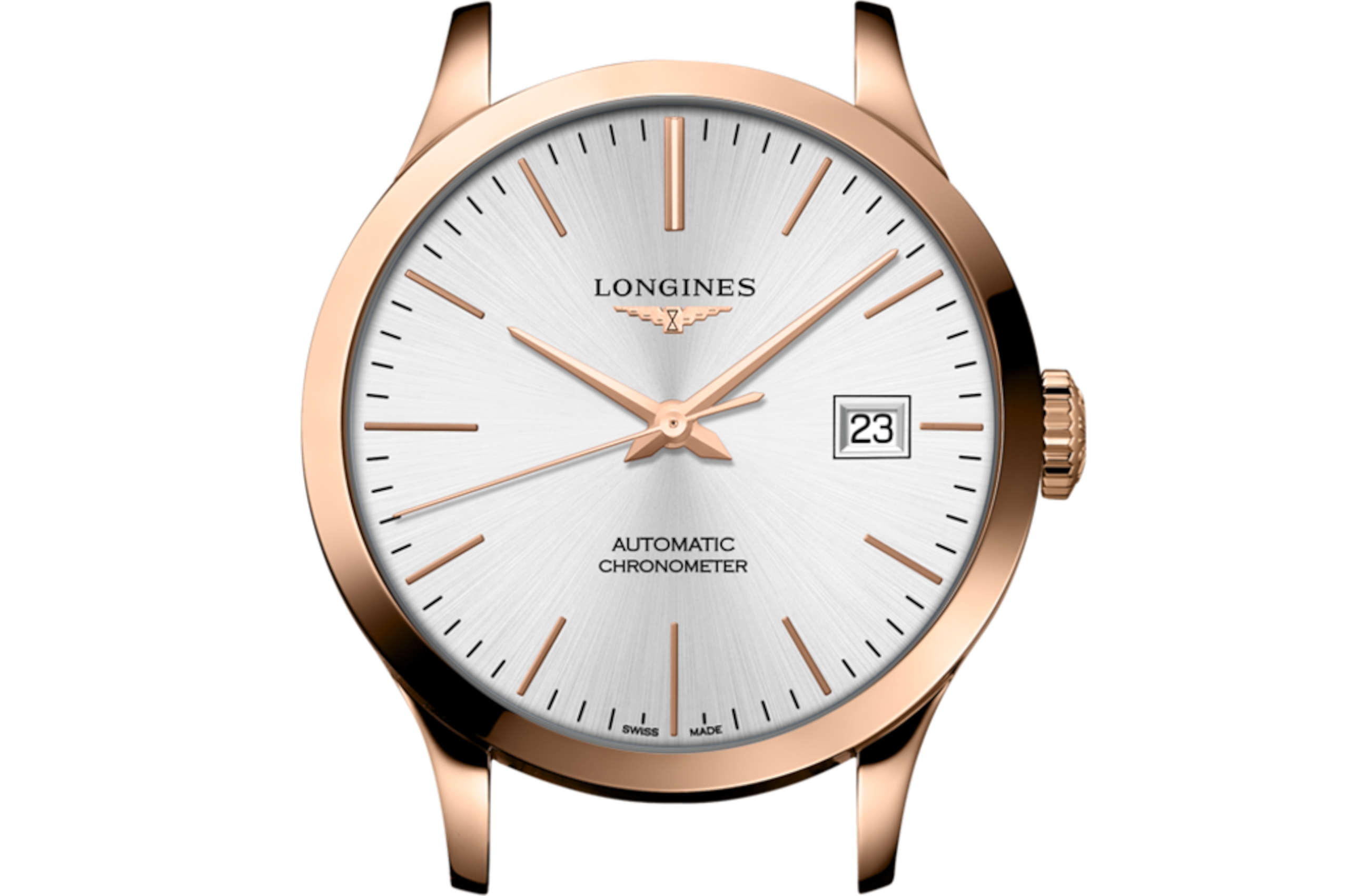 RECORD Automatic, Rose Gold 18 Carats, Sunray Silver Dial, Strap
