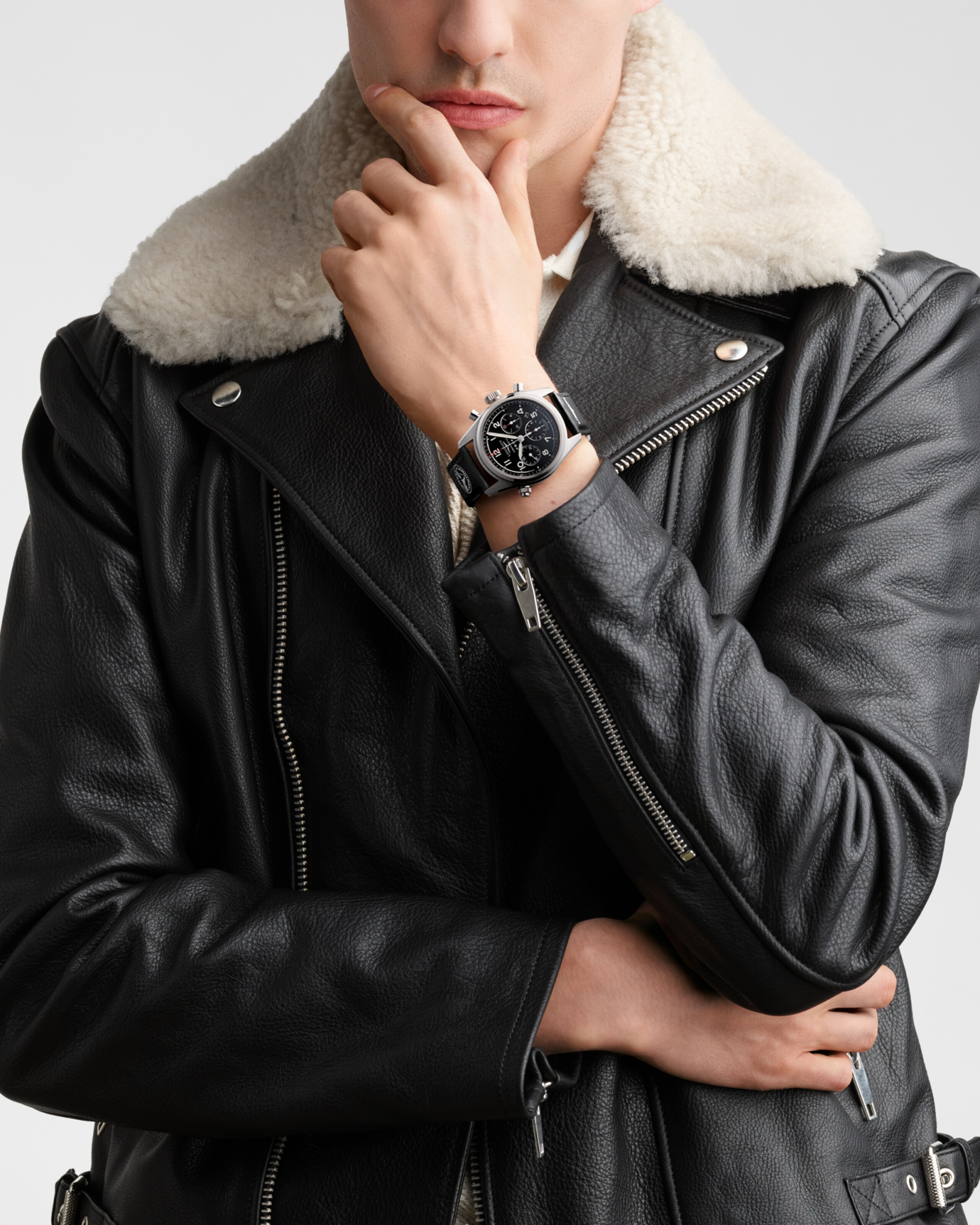 Longines Bracelet Zermatt noir, élastique et cuir - 22.00 - Cuir - L600169563 - Extra picture