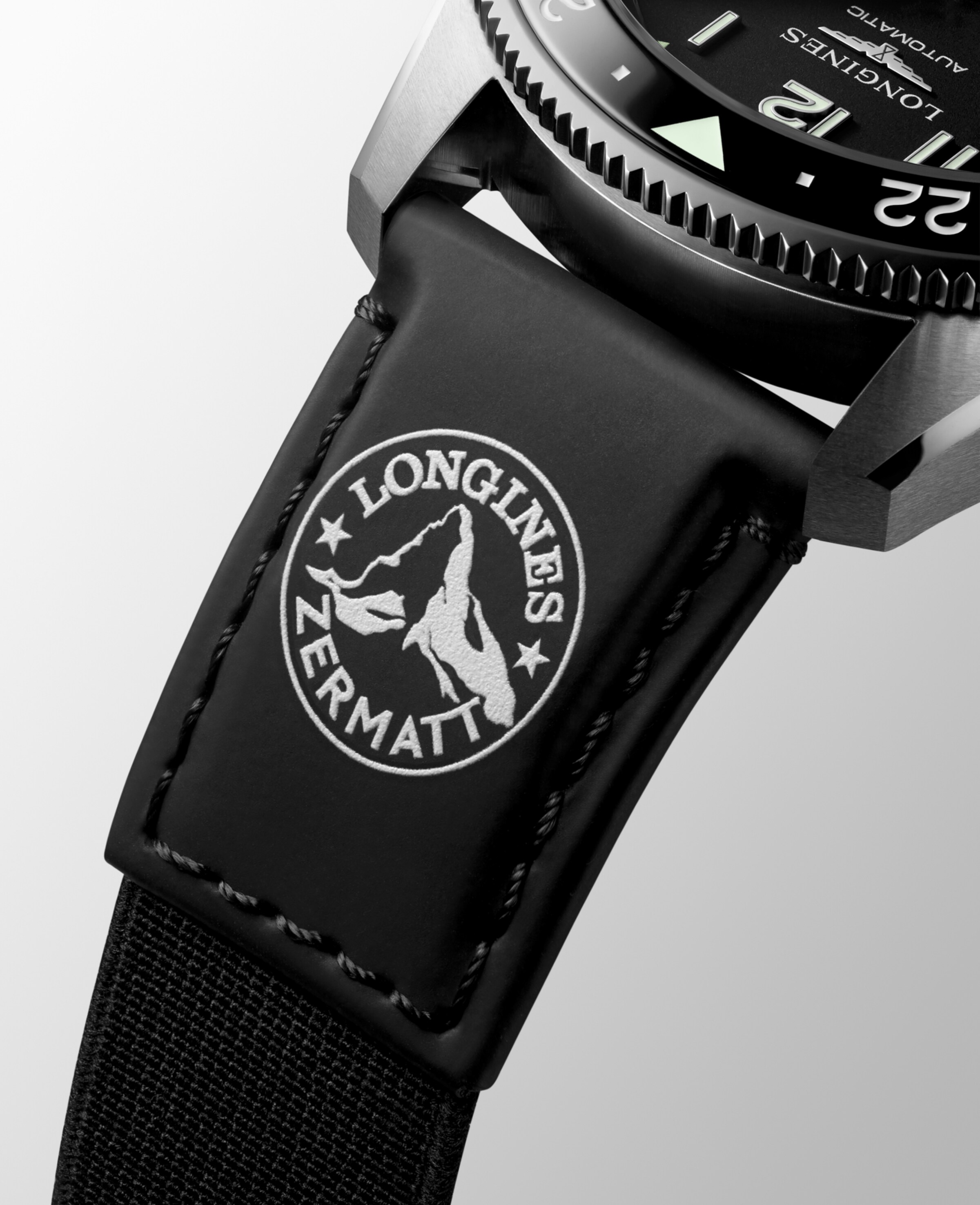 Longines Matt Zermatt black calf leather strap Strap - L600169563